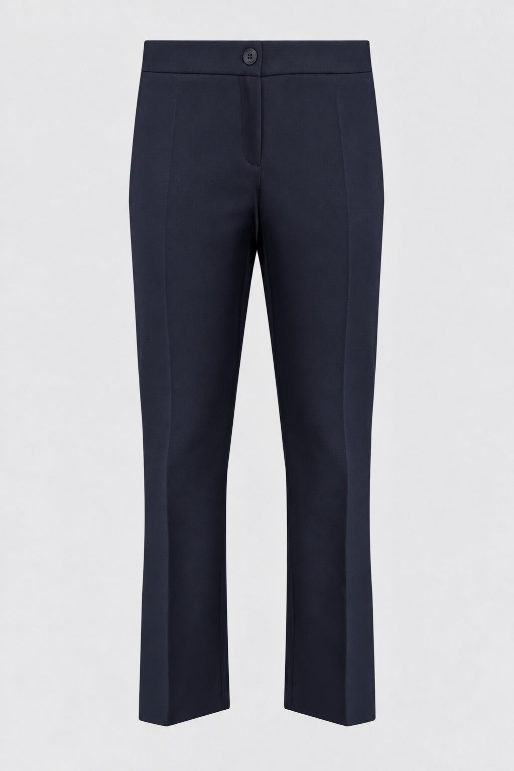 Tailleur in cotone stretch giacca sciancrata e pantalone trumpet