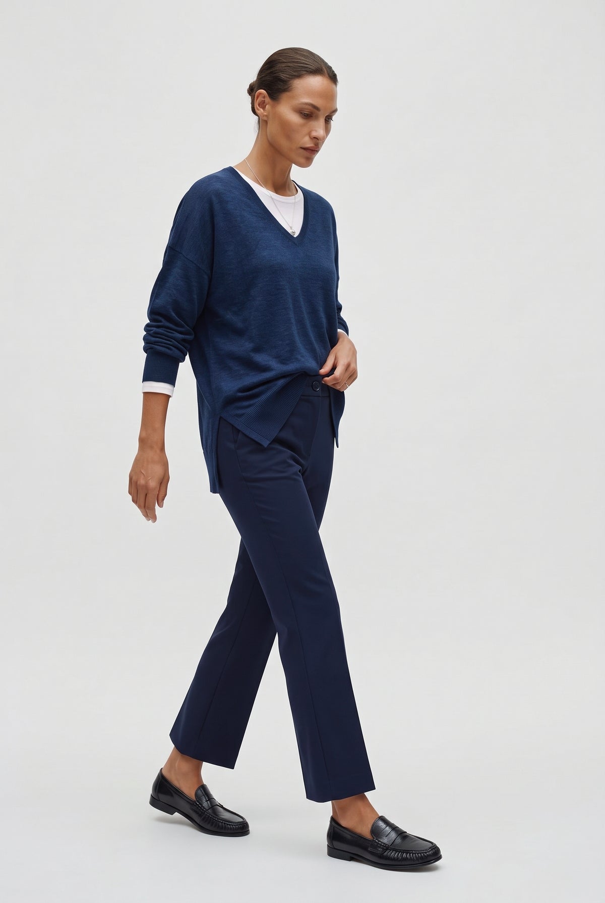 Pantaloni trumpet in cotone tecnico