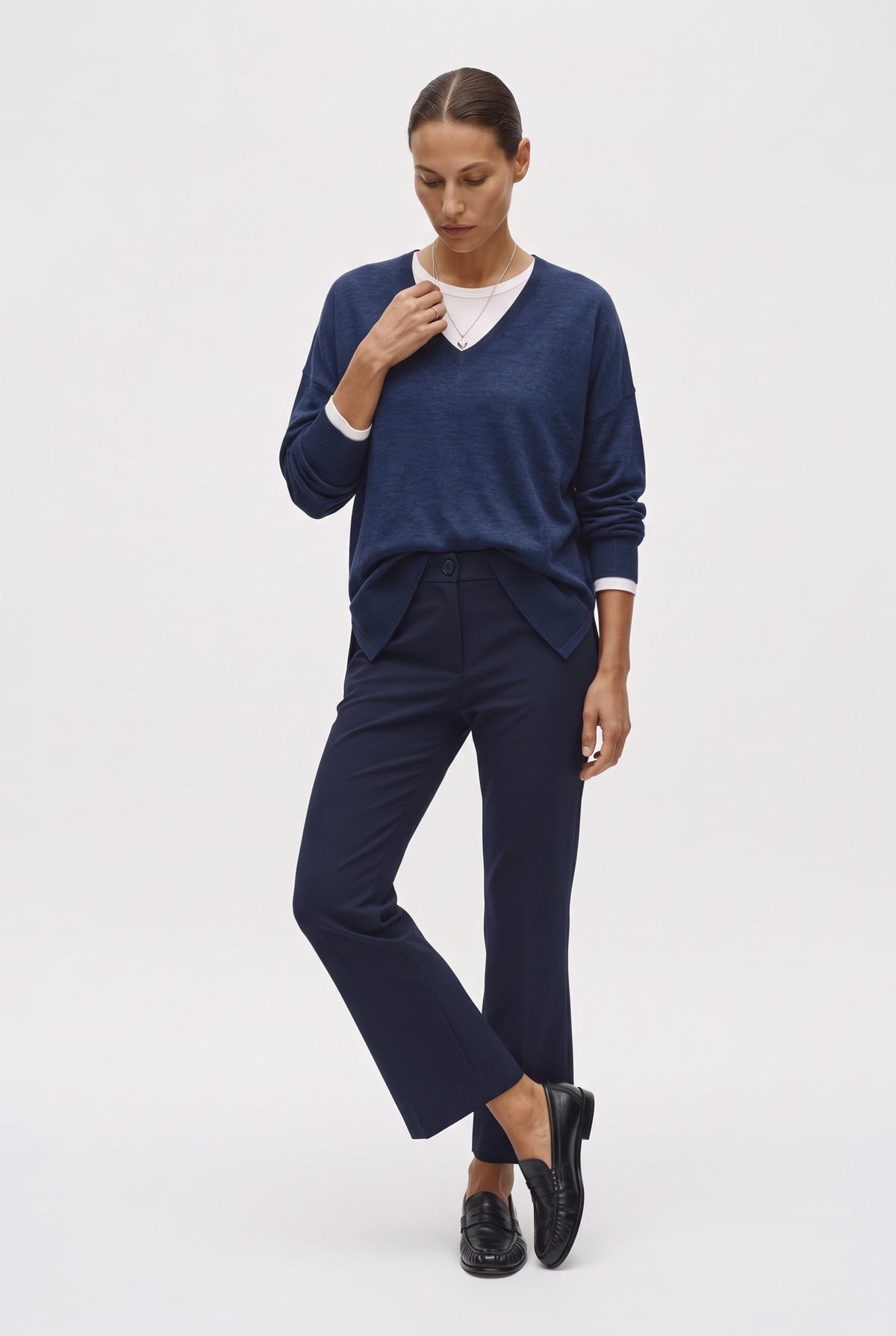 Pantaloni trumpet in cotone tecnico