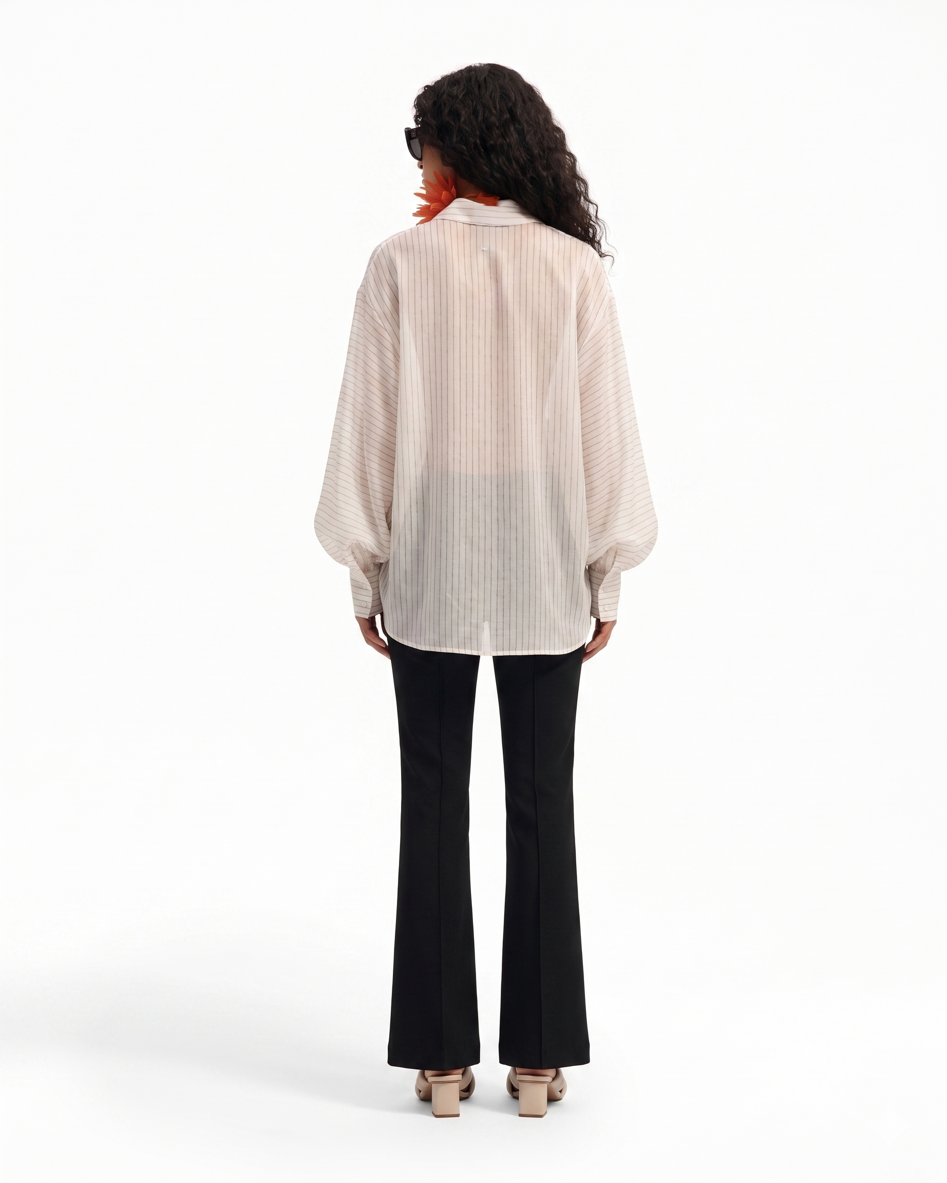 Pantalone flare a vita alta
