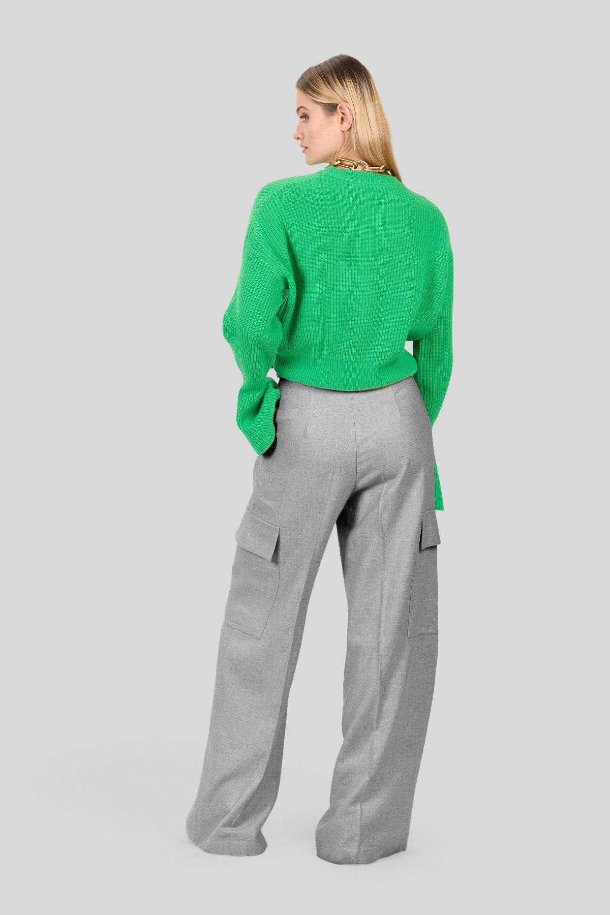 Pantalone ampio in flanella fluida