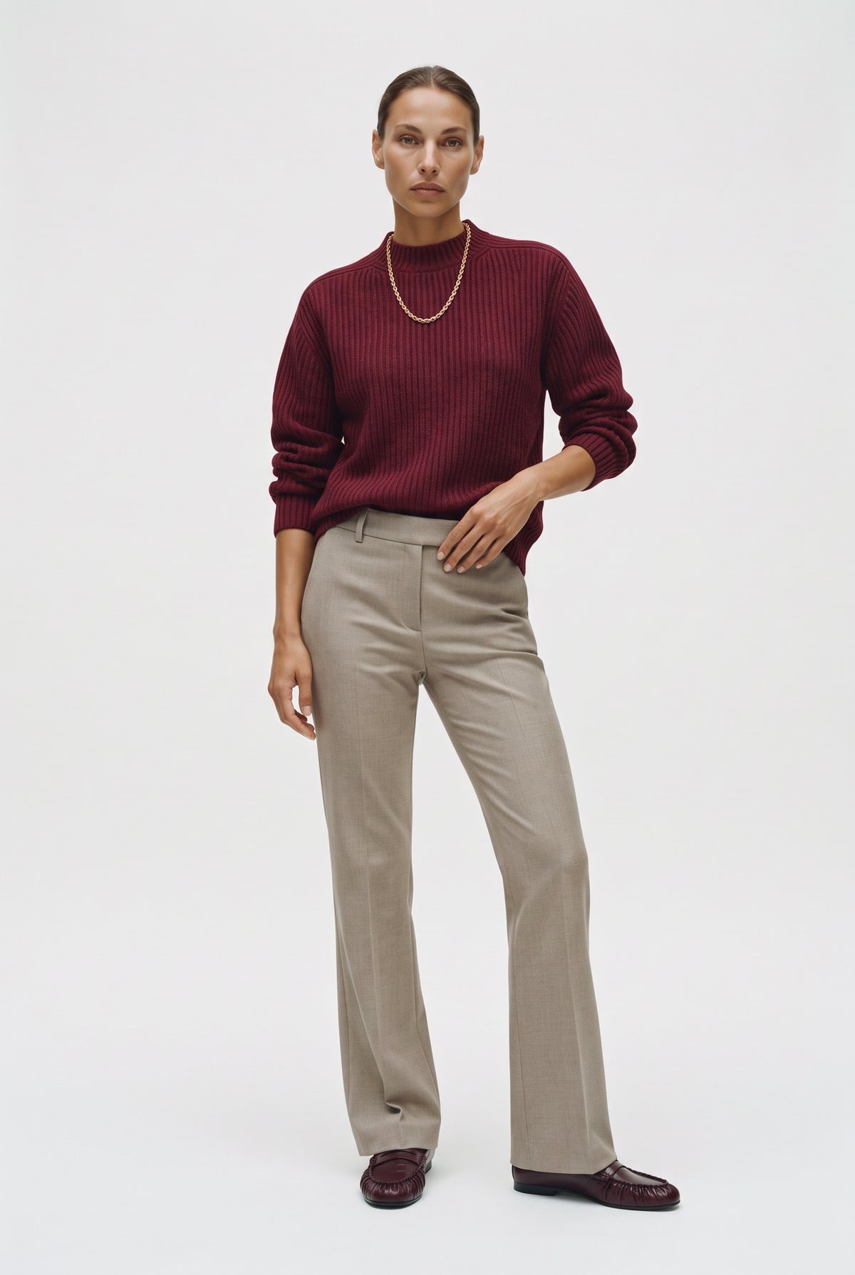 Pantalone Flare In Misto Lana Stretch