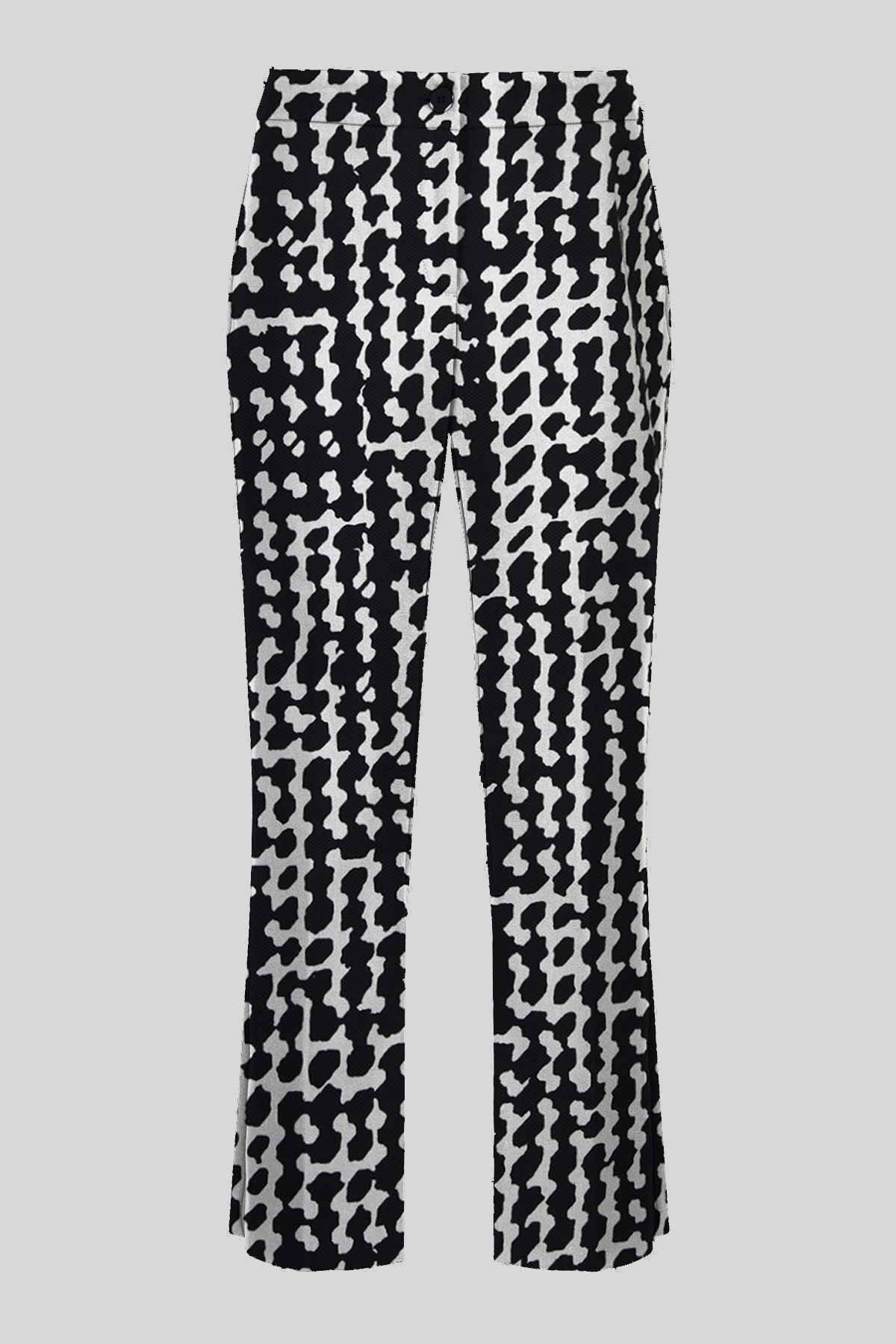 Pantaloni trumpet in piquet stretch a fantasia