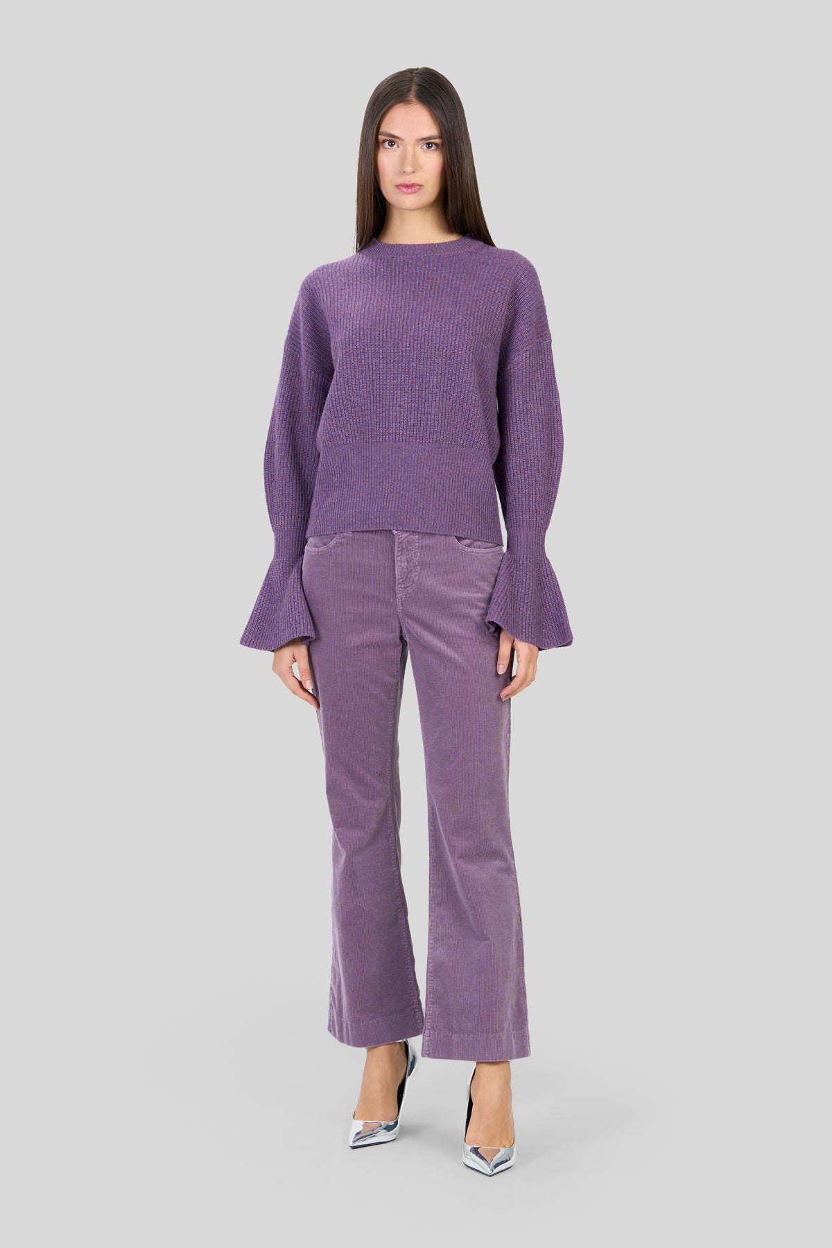 Pantaloni trumpet in velluto