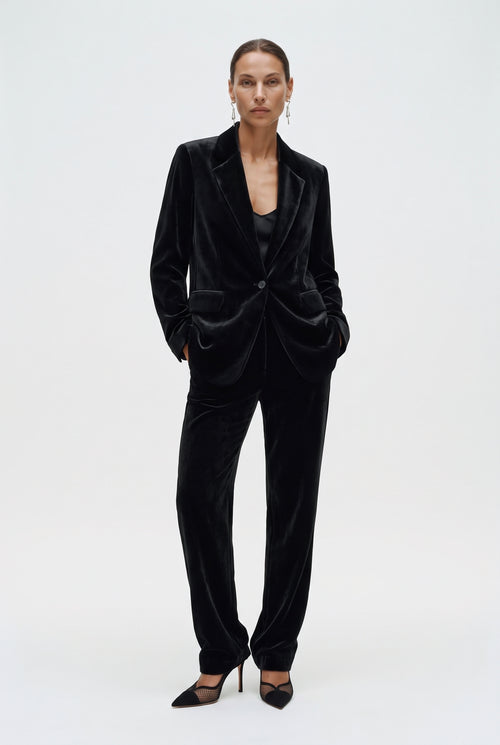 Tailleur in velluto giacca monopetto e pantalone fluido - Caractère
