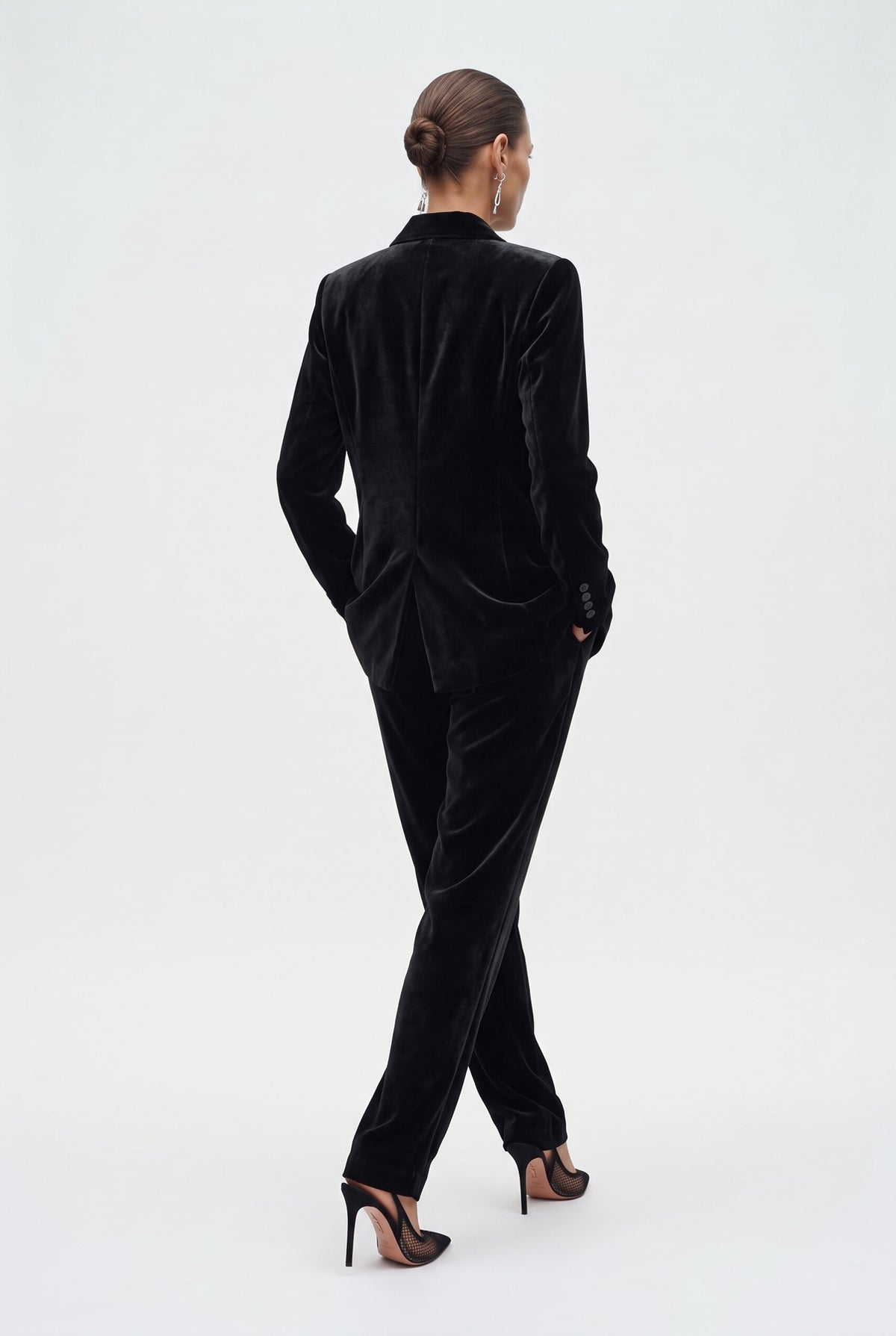 Tailleur in velluto giacca monopetto e pantalone fluido - Caractère