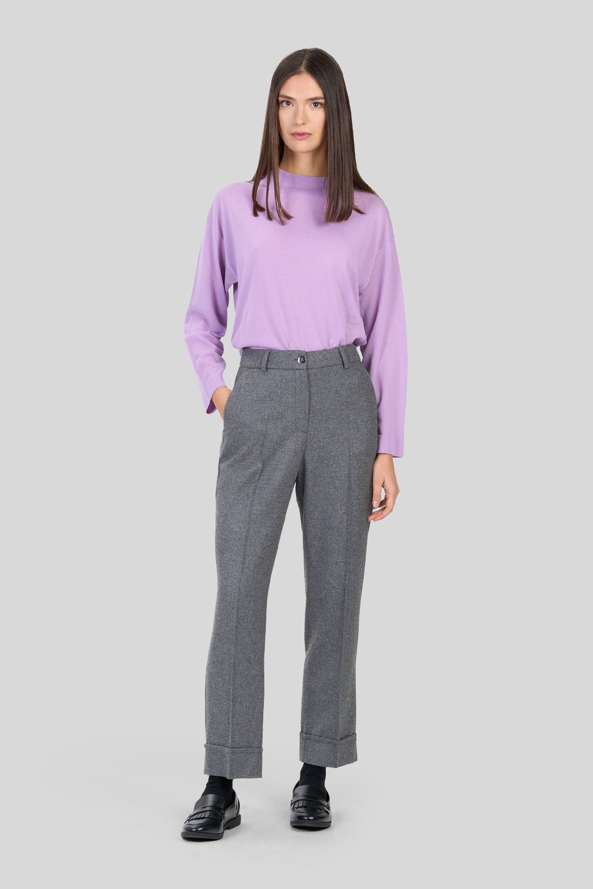 Pantalone in flanella fluida