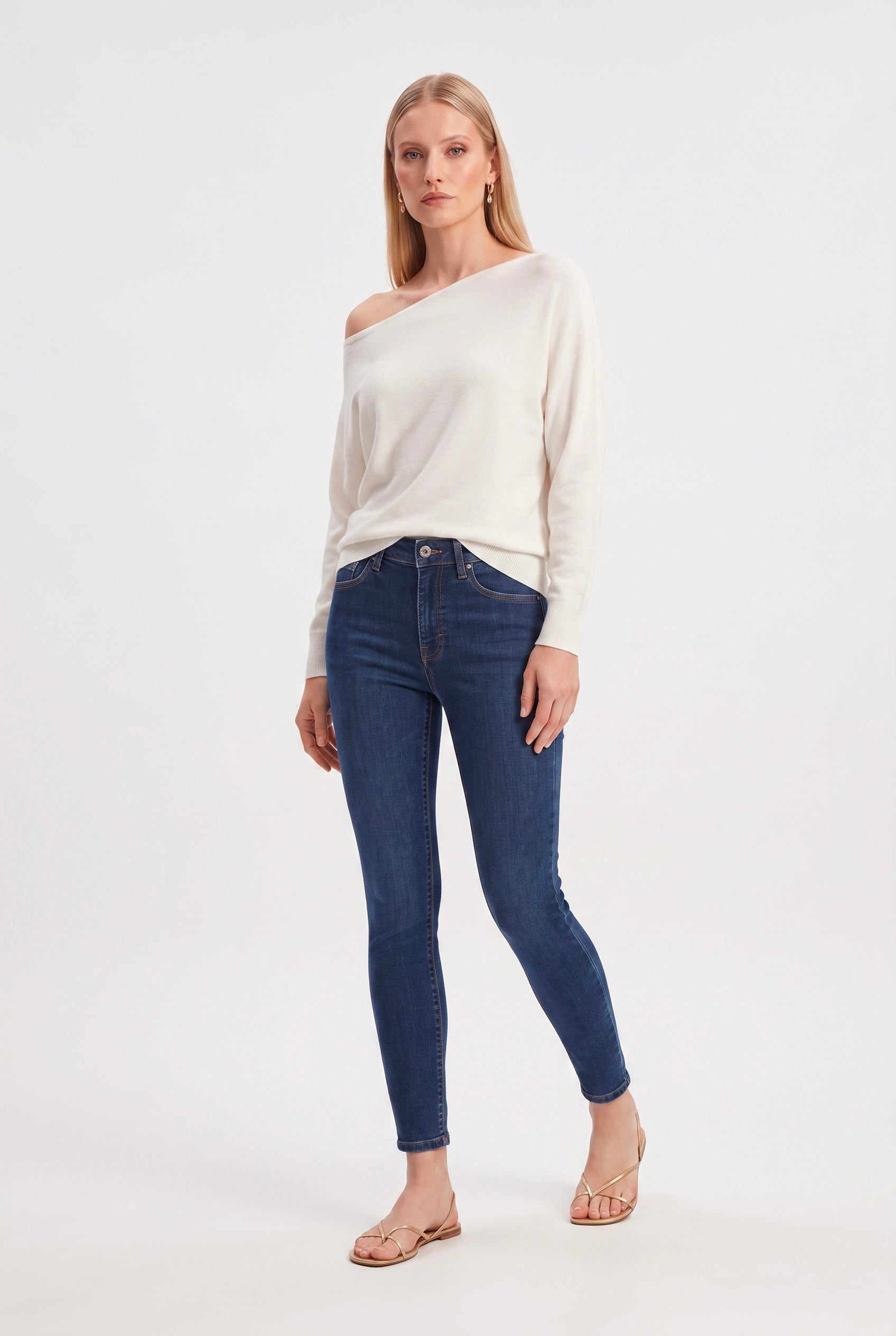Jeans Skinny a Vita Alta in Denim