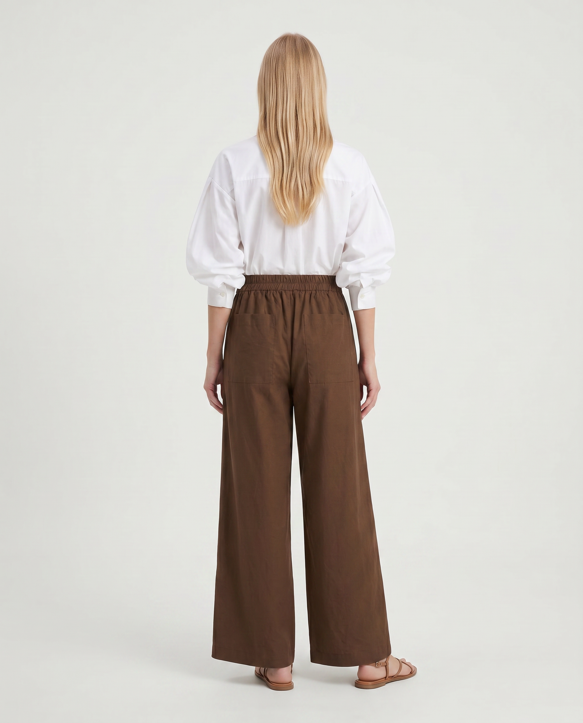 Pantalone wide leg con laccio in vita