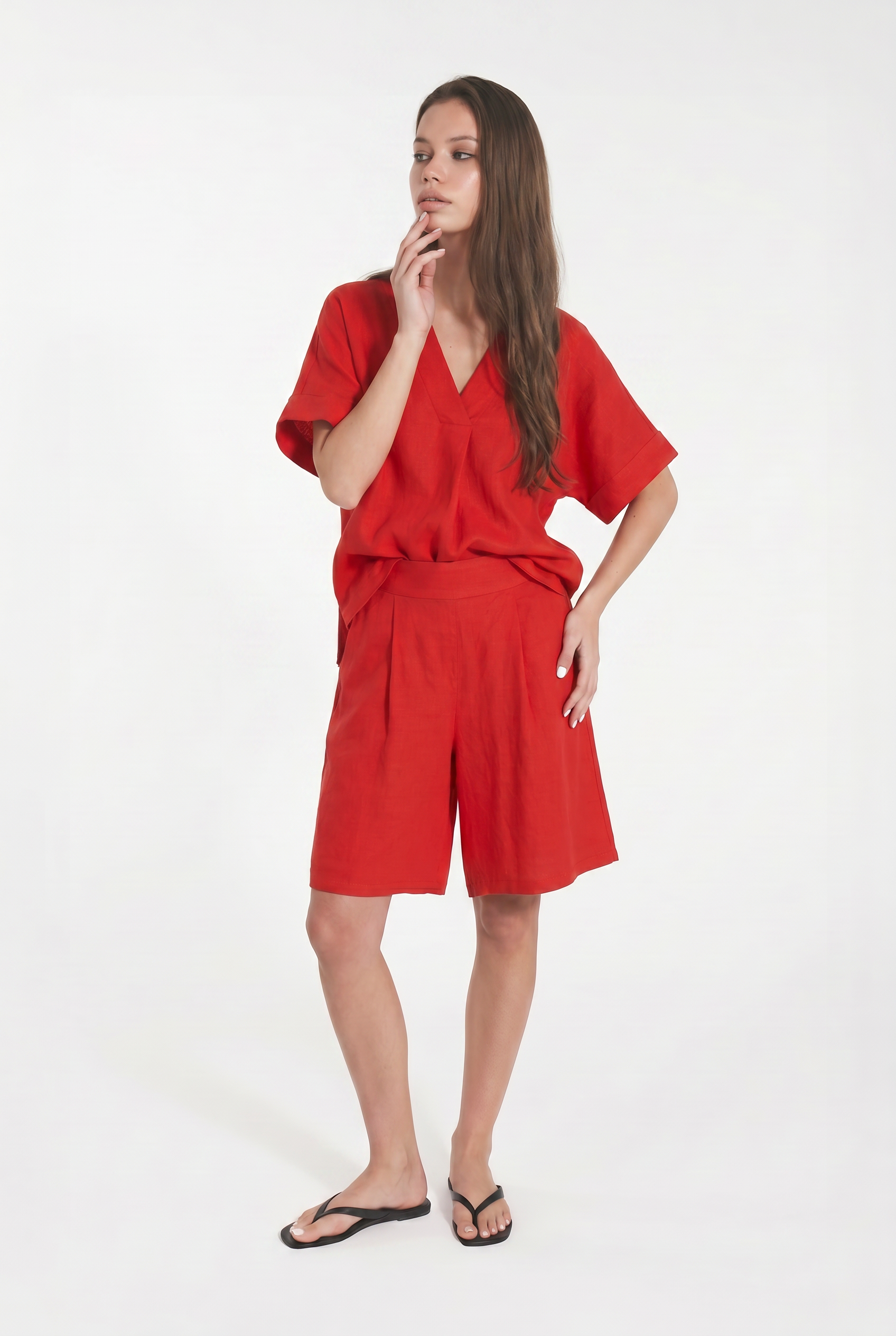 Short Culotte in Lino con Vita Elasticizzata