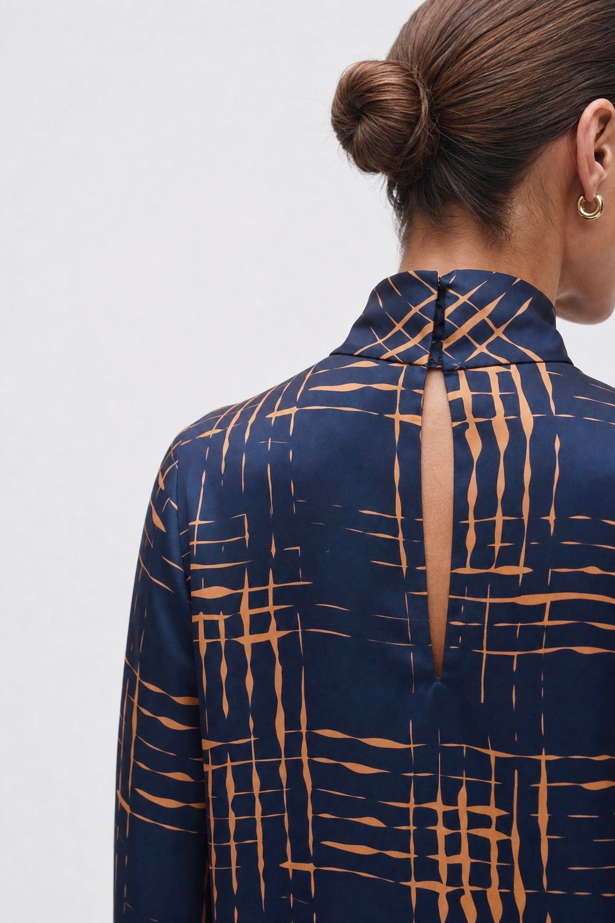 Blusa Collo Alto In Twill Stampato