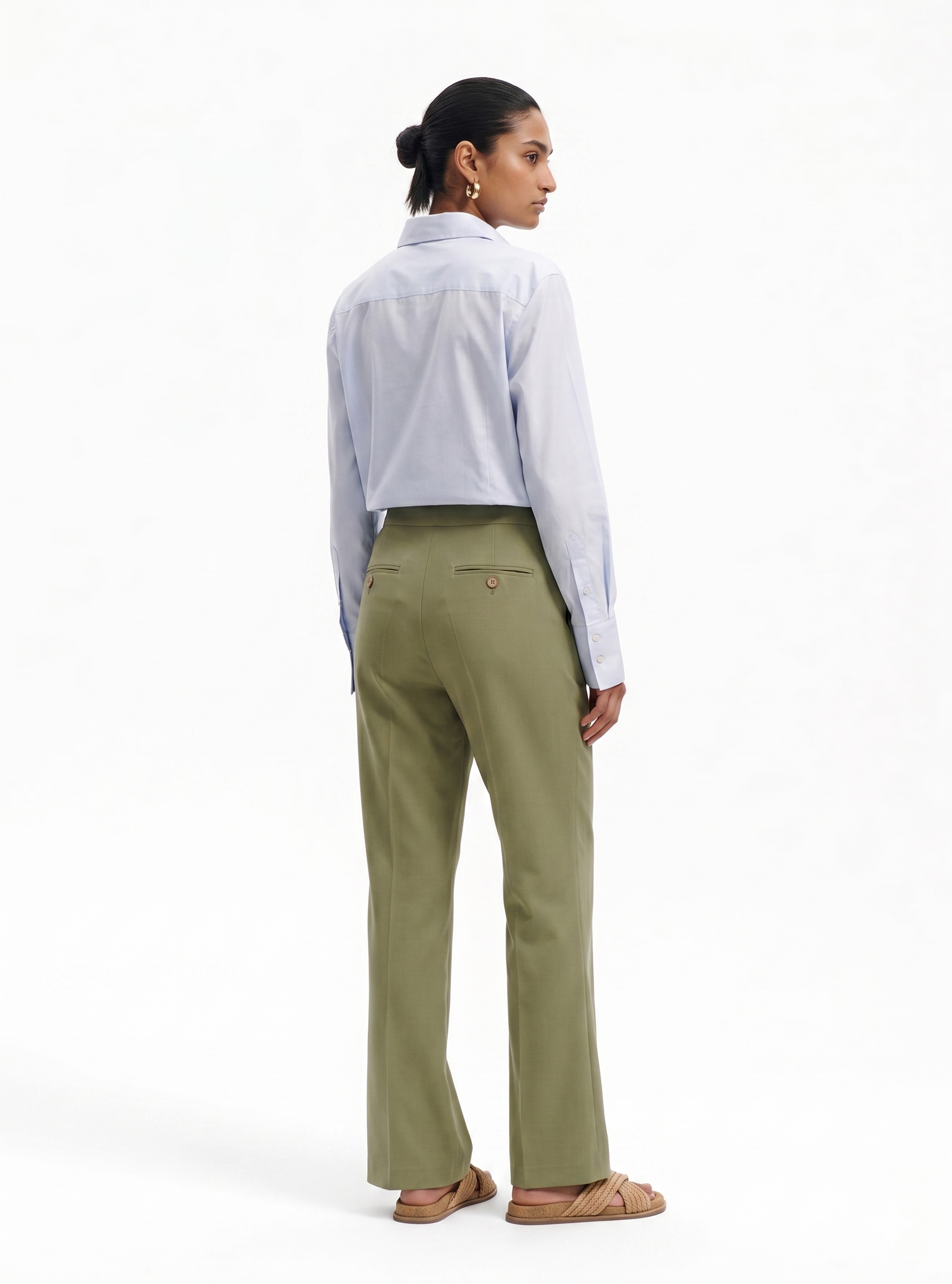 Pantalone a trombetta in cotone stretch