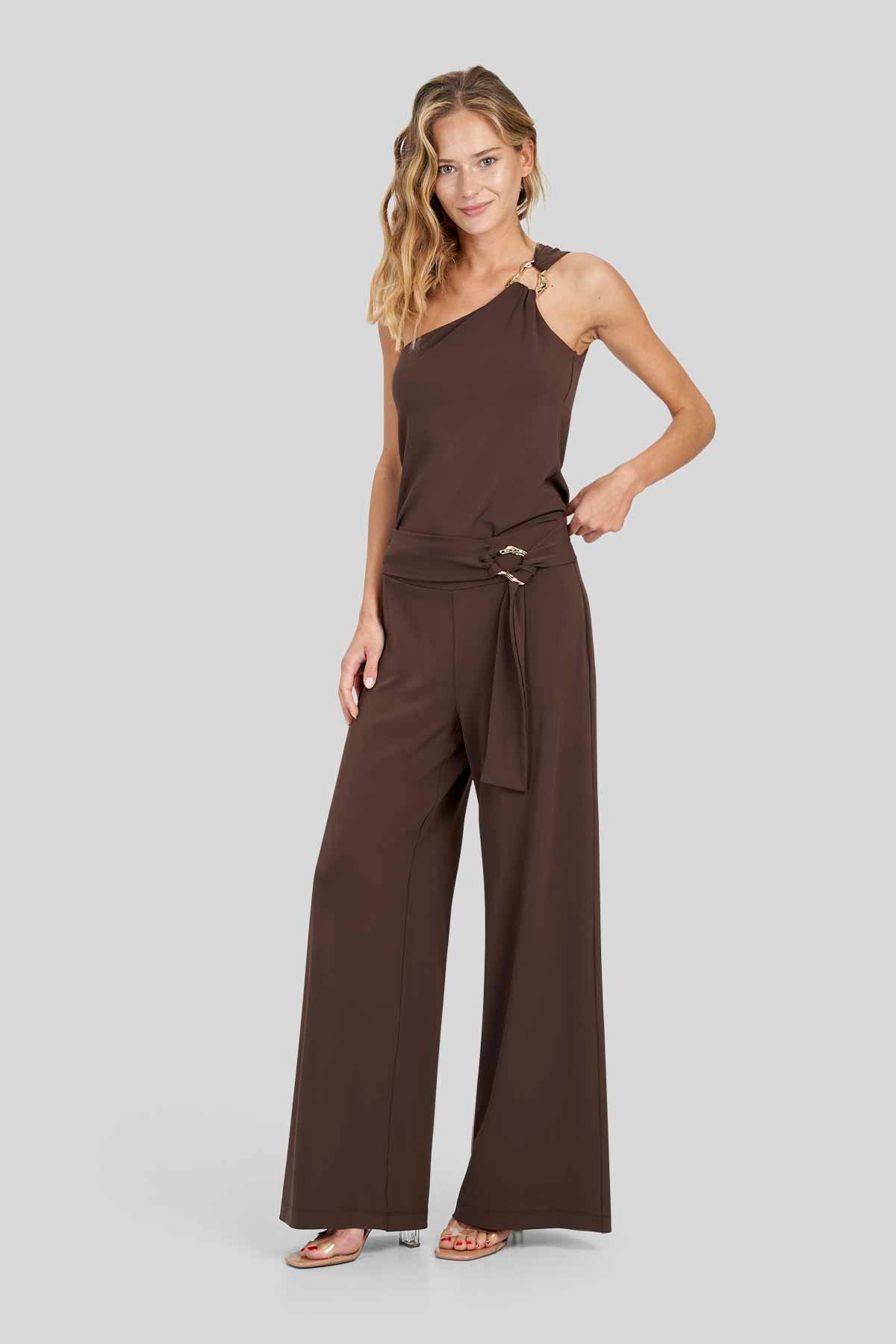Pantalone in jersey crepe con vita elastica