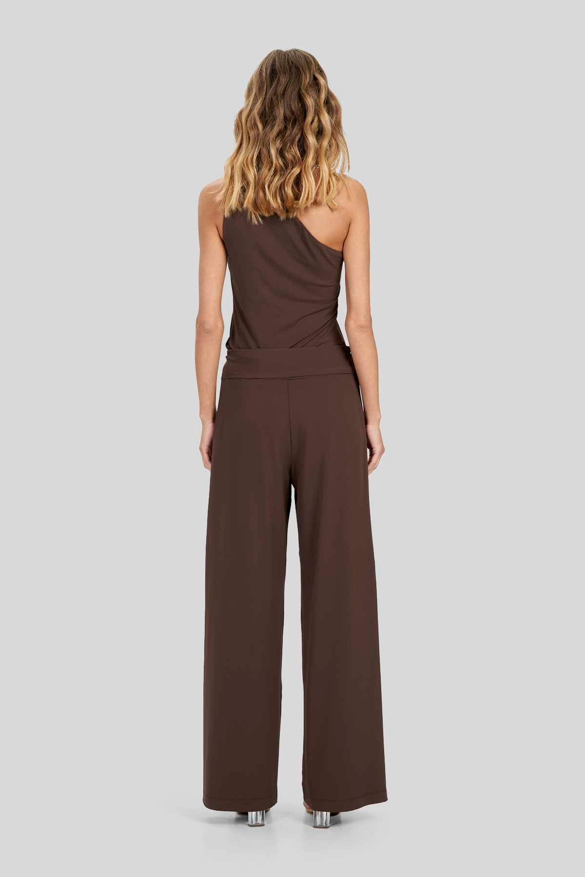 Pantalone in jersey crepe con vita elastica
