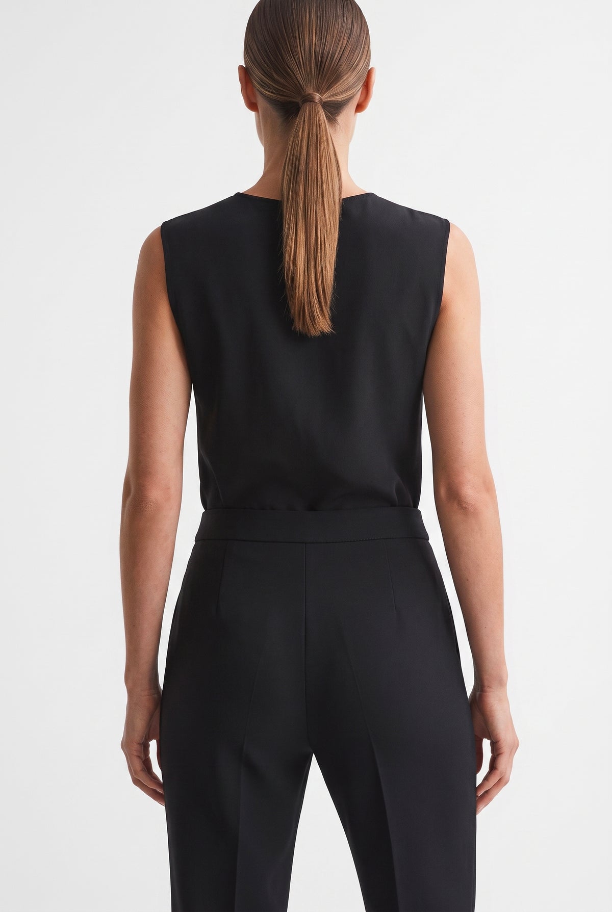 Tailleur in Cotone Tecnico Giacca Monopetto e Pantalone Dritto Nero