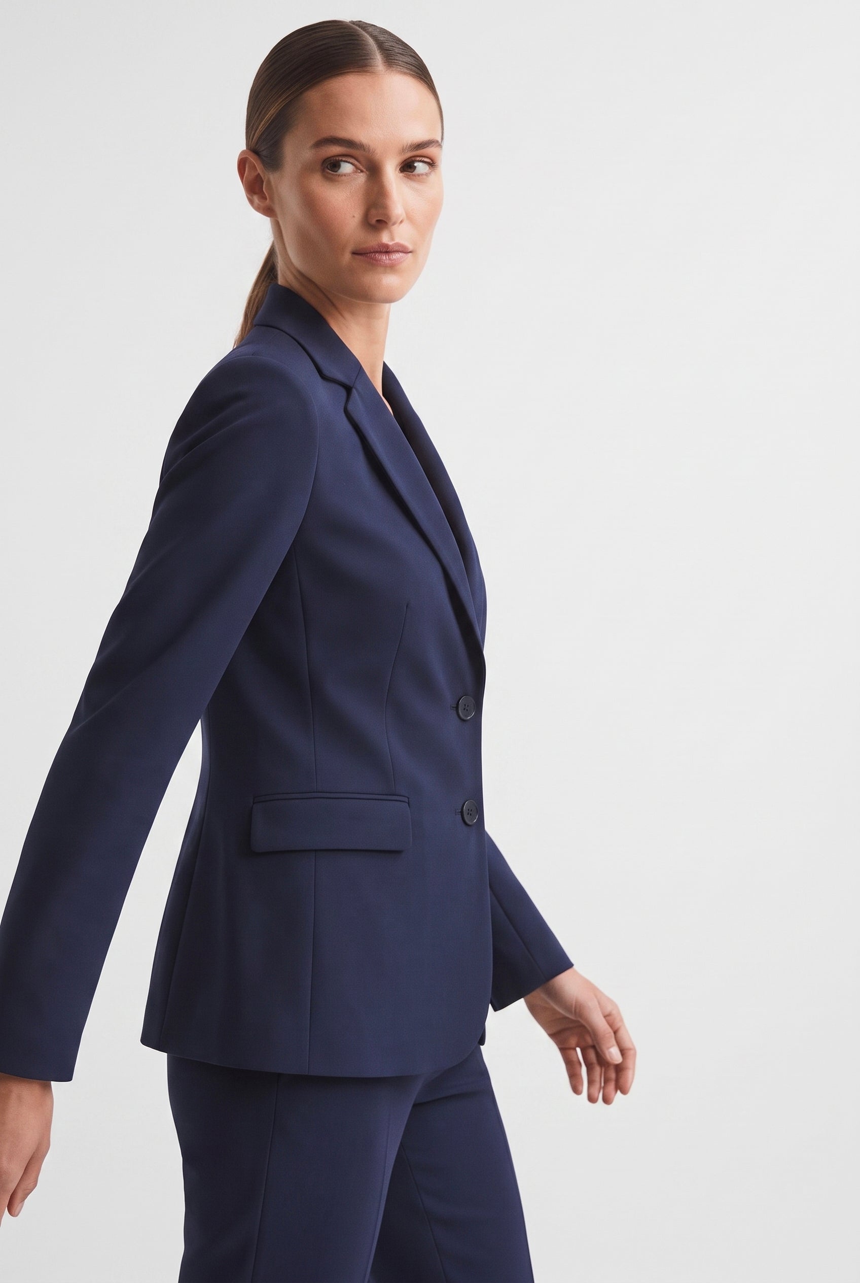 Tailleur in Cotone Tecnico Giacca Monopetto e Pantalone Dritto Blu