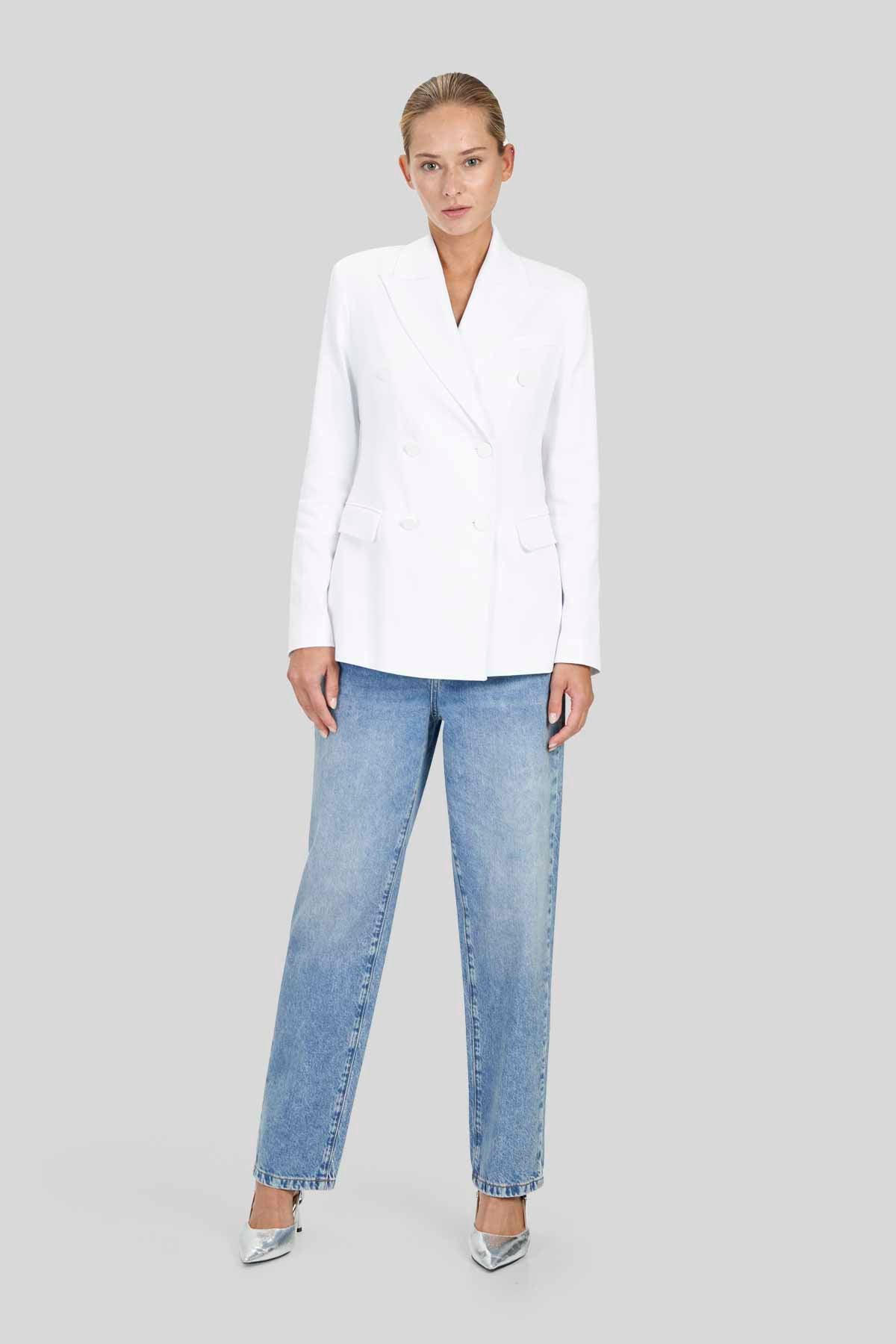 Blazer doppiopetto in piquet stretch