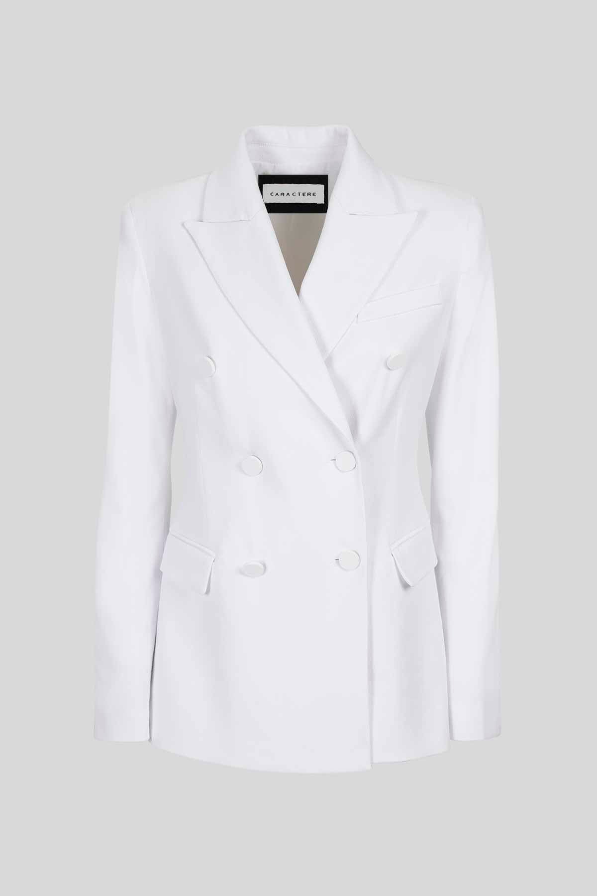 Blazer doppiopetto in piquet stretch