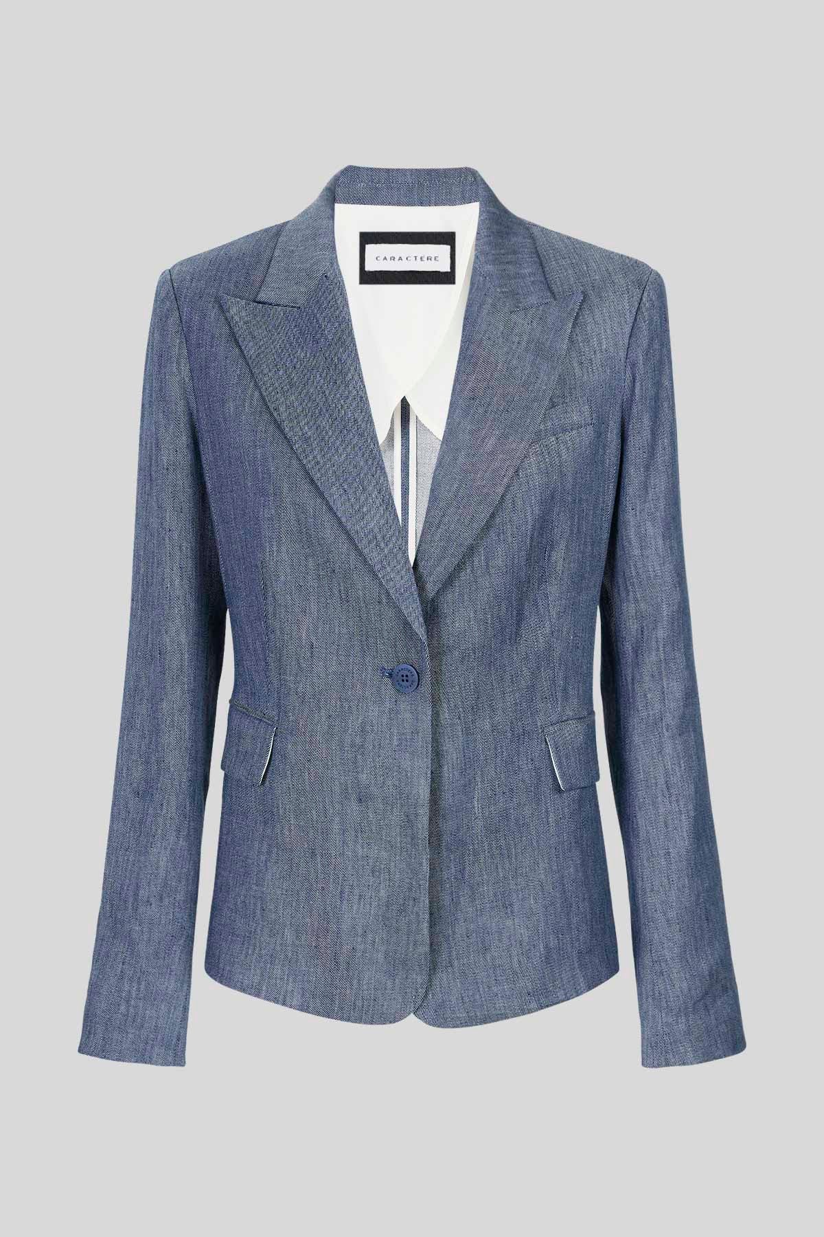 Blazer monopetto in lino stretch