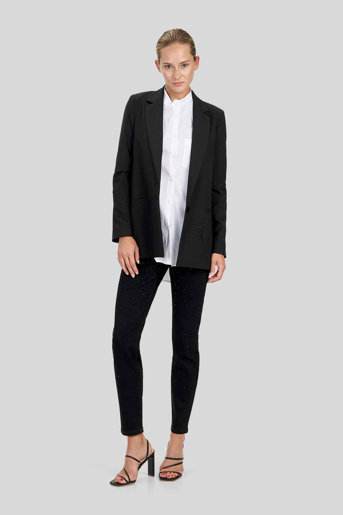 Blazer monopetto con strass
