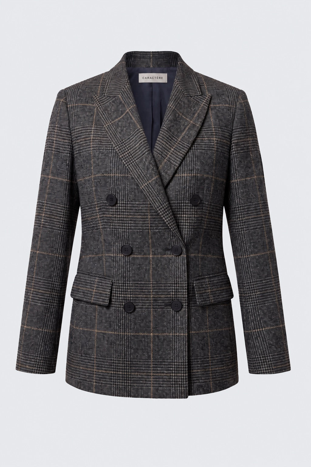Tailleur in tela stretch fantasia blazer doppiopetto collo a lancia e pantalone a sigaretta - Caractère