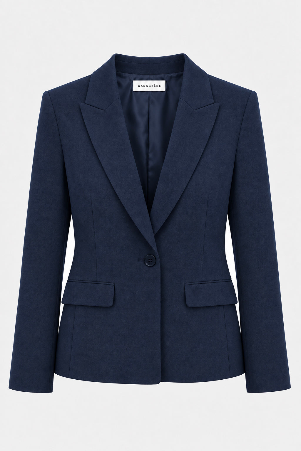 Tailleur in Tela Stretch Giacca Monopetto e Pantalone a Gamba Ampia Blu
