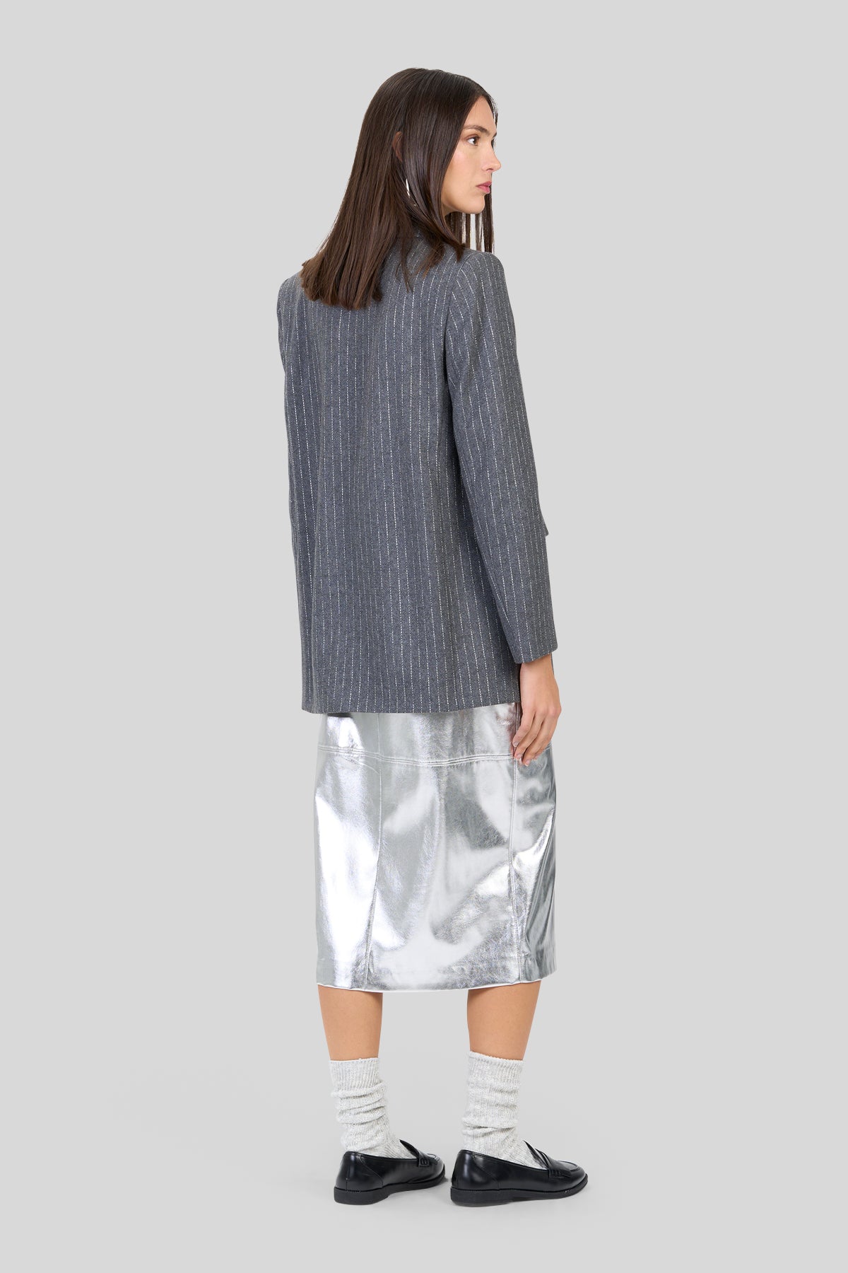 Giacca flanella gessata lurex