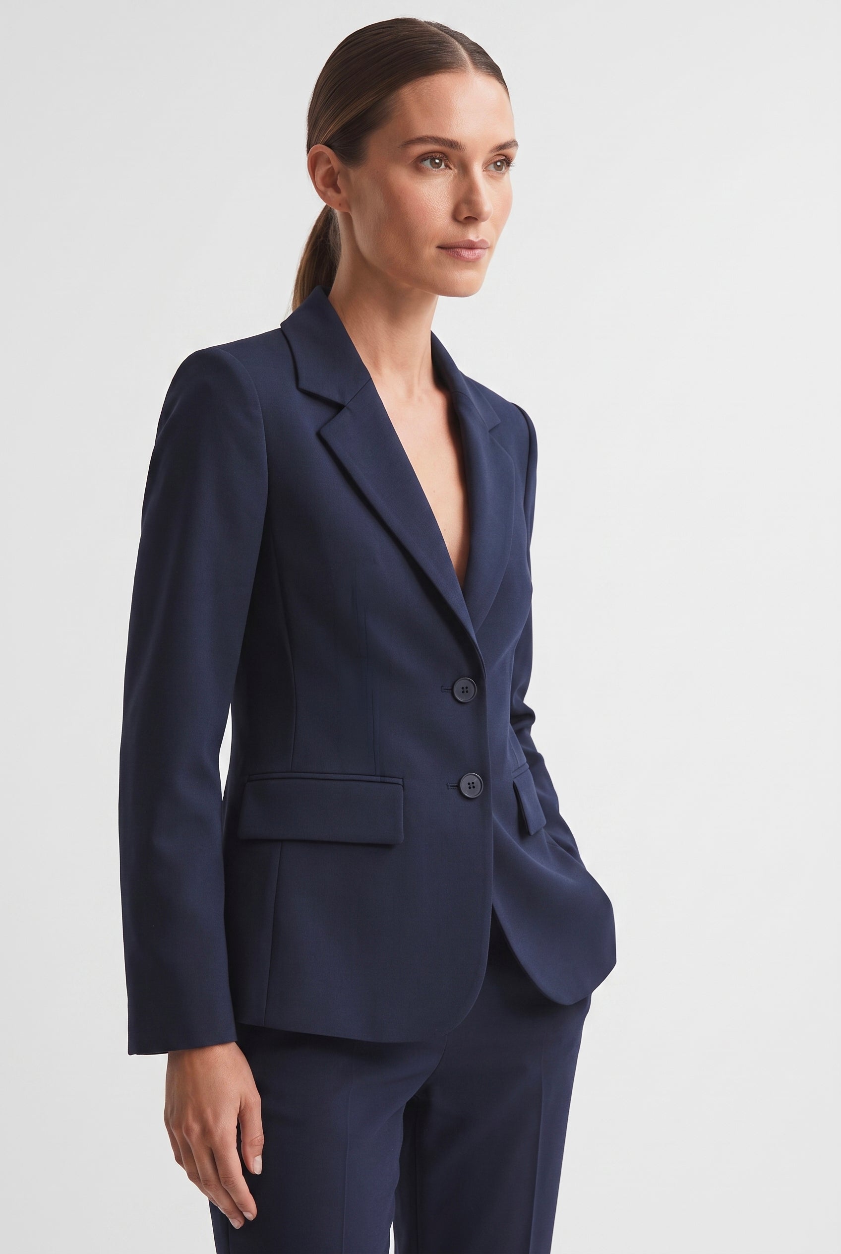 Tailleur Punto Milano Giacca Monopetto e Pantalone a Sigaretta Blu