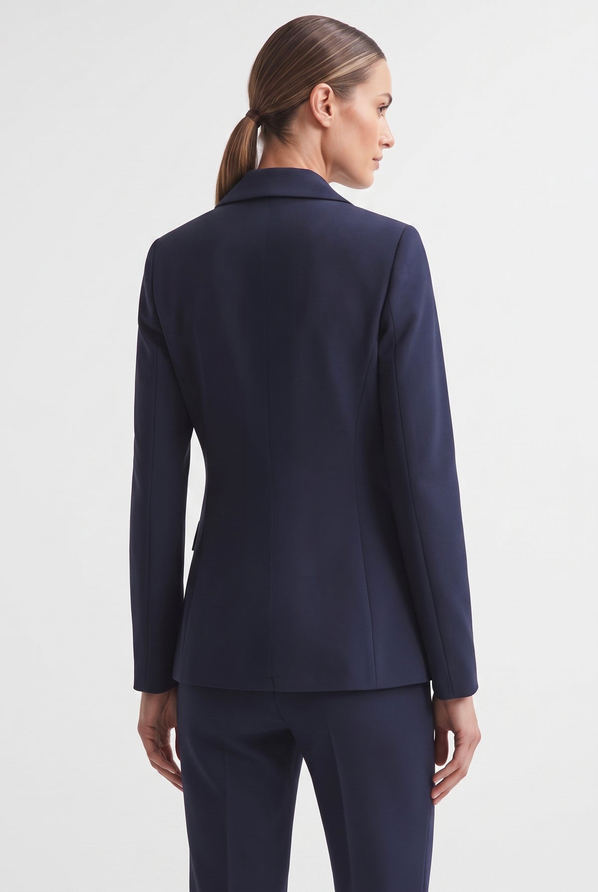 Tailleur Punto Milano Giacca Monopetto e Pantalone a Sigaretta Blu