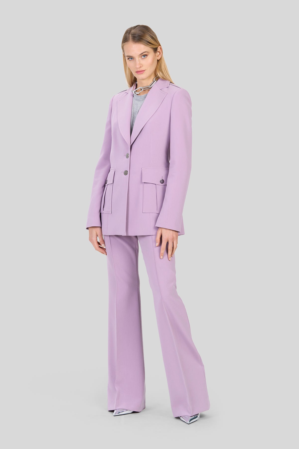 Blazer monopetto in twill stretch