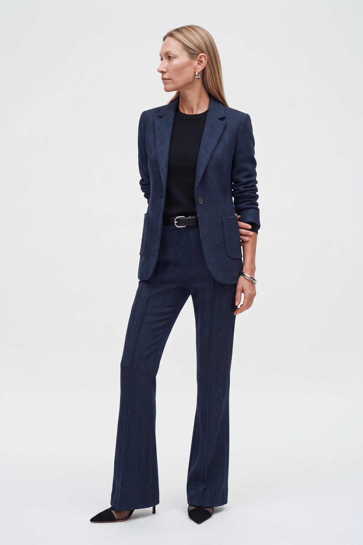 Pantalone Flare In Punto Milano Jacquard