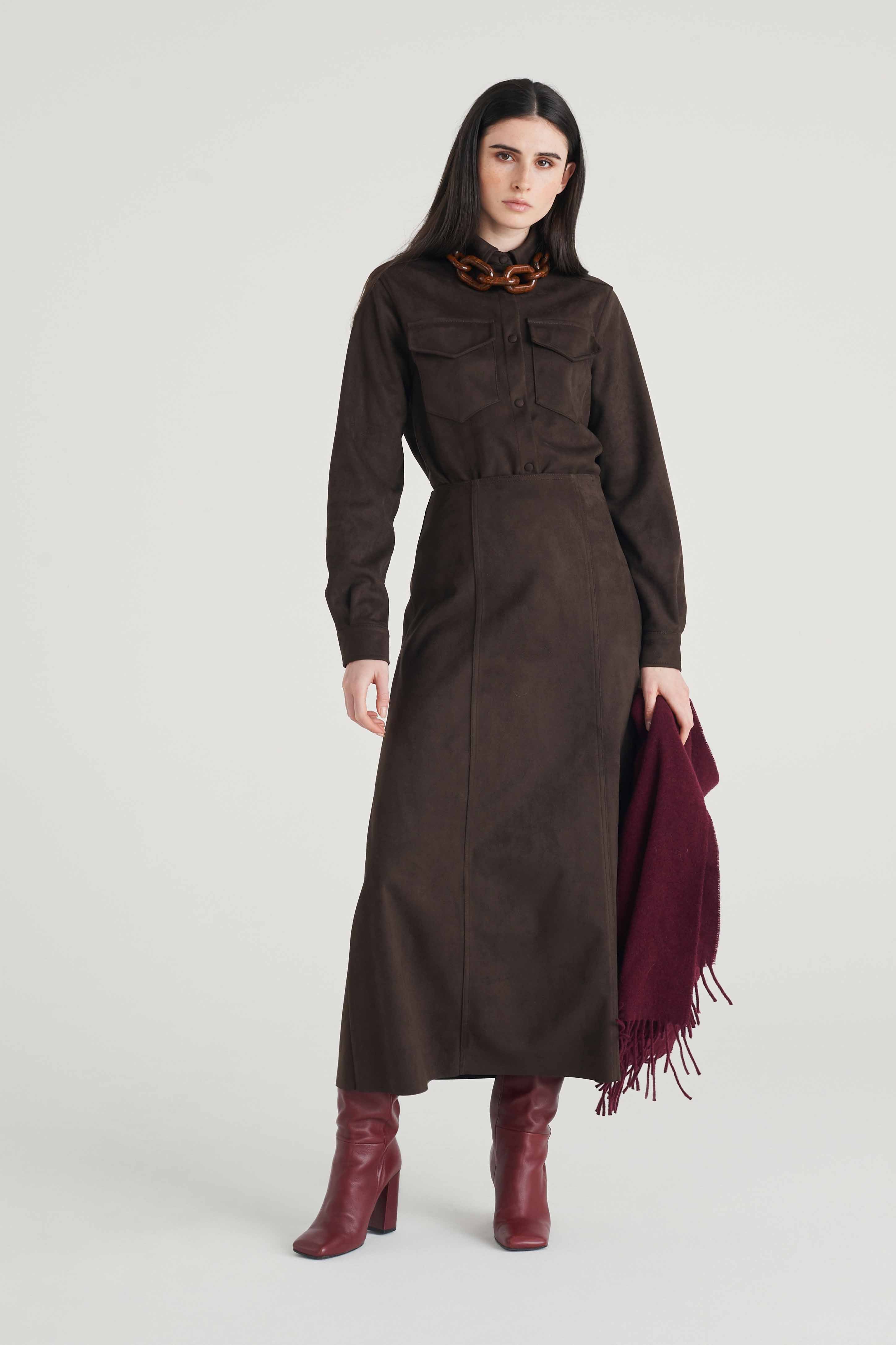 Giacca camicia in similsuede
