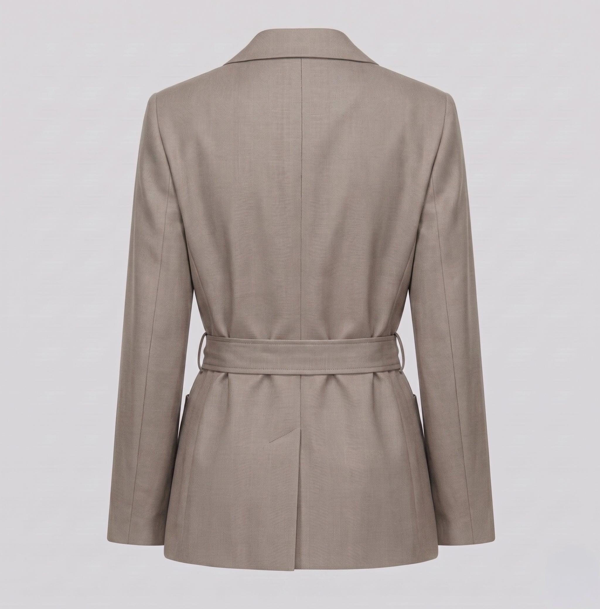 Tailleur Tortora Giacca con Cintura e Pantalone a palazzo