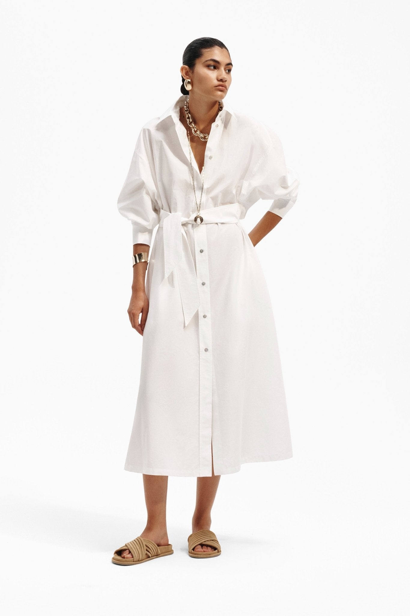 Abito chemisier midi in cotone - Caractère