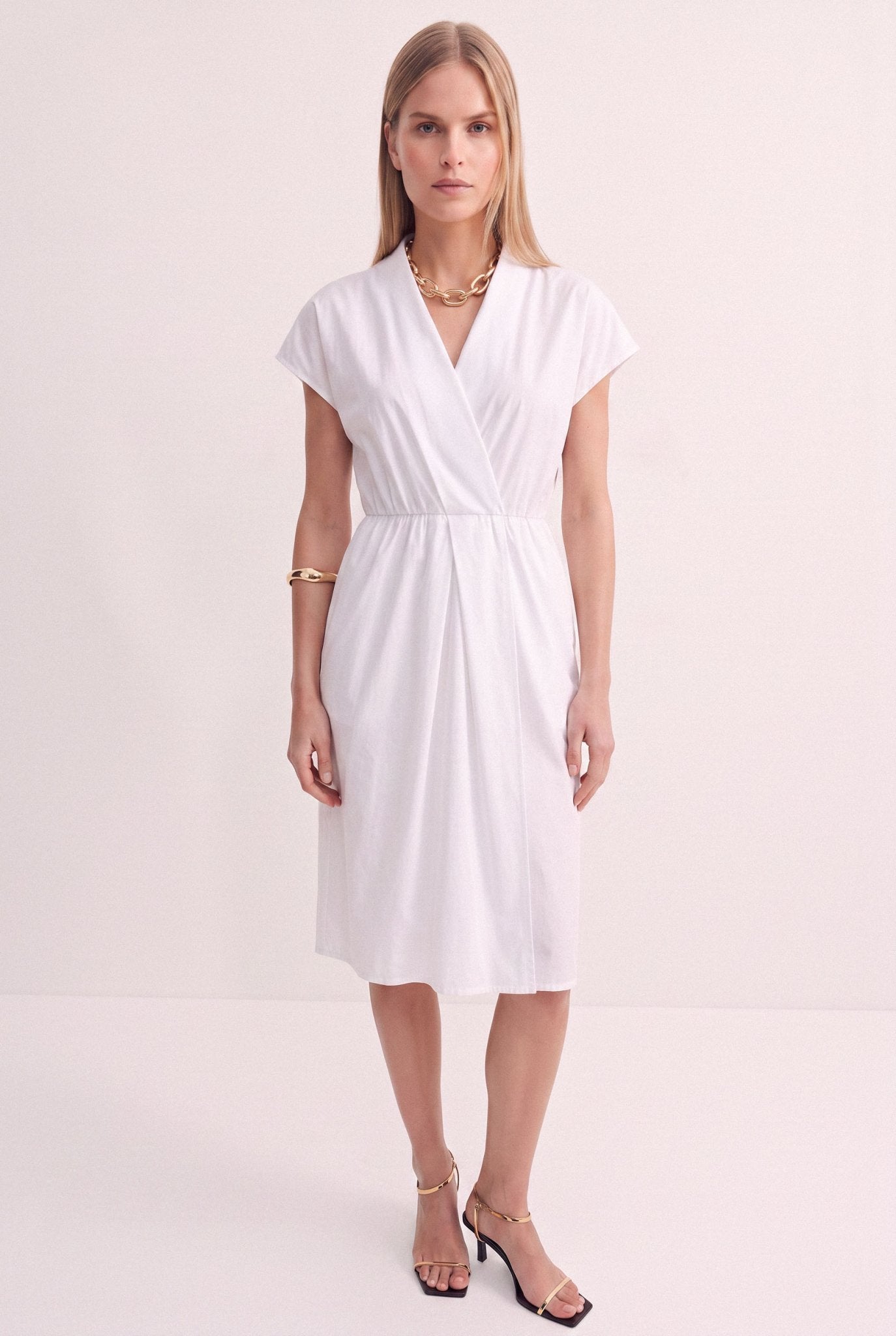 Abito Donna Midi con Drappeggio Frontale – Femminile e Sofisticato - Caractère