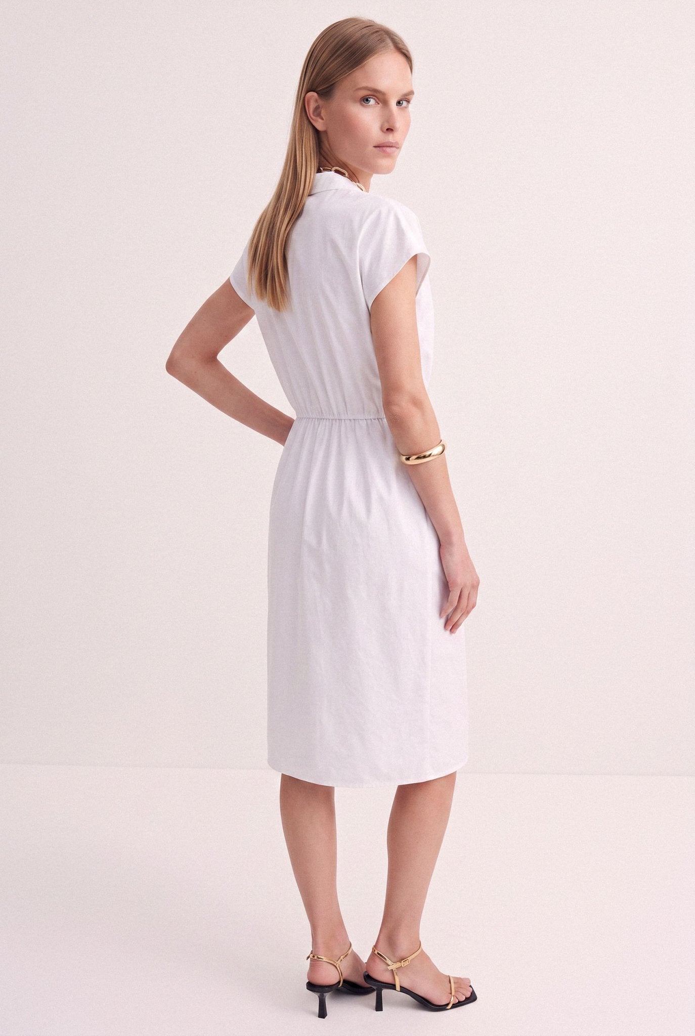Abito Donna Midi con Drappeggio Frontale – Femminile e Sofisticato - Caractère