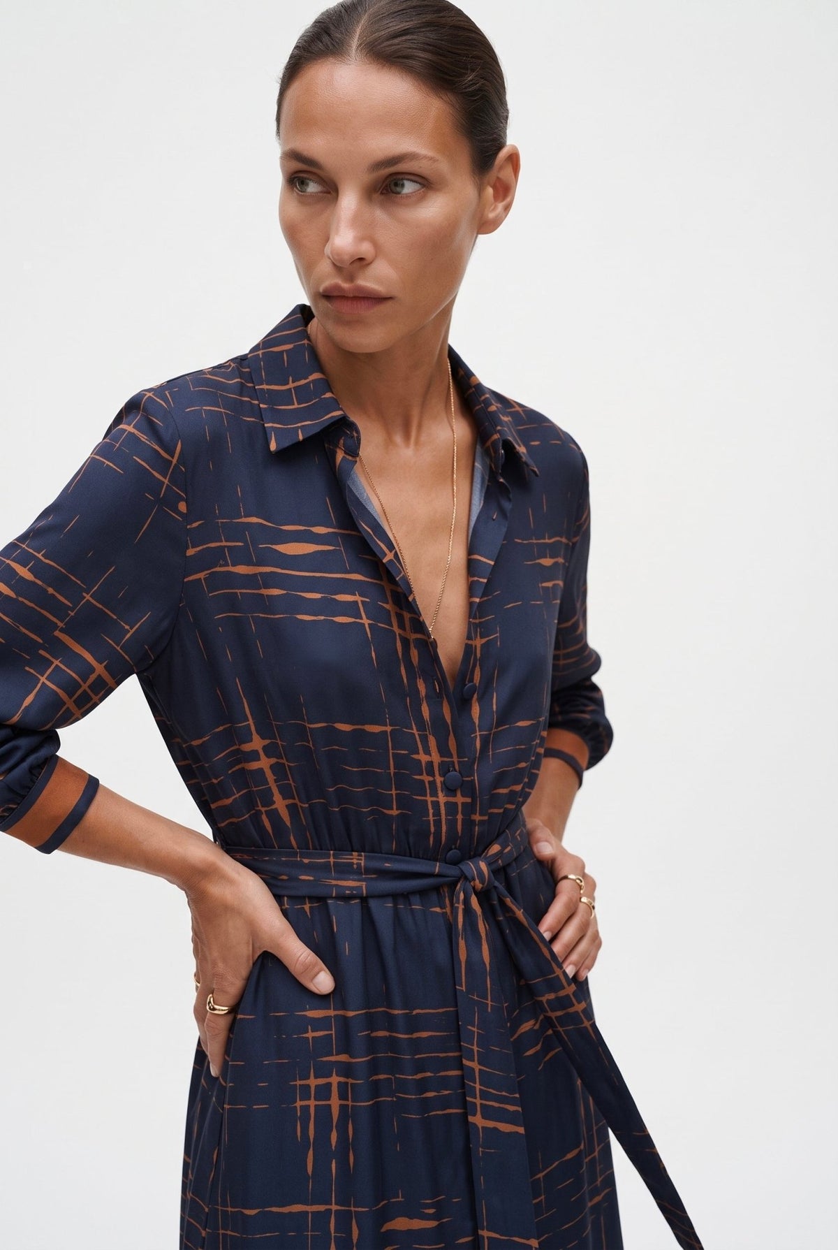 Abito Midi a Camicia In Twill Stampato - Caractère