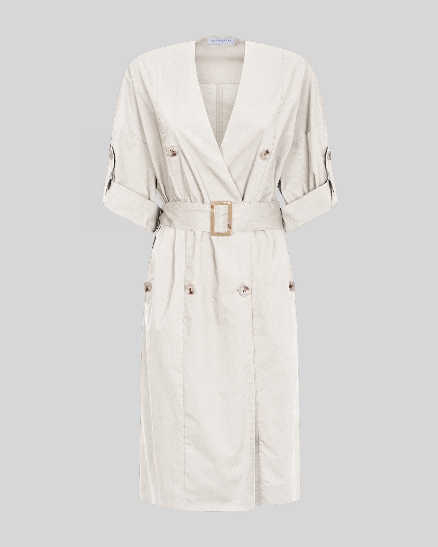 Abito Midi Doppiopetto in Cotone con Cintura - Caractère