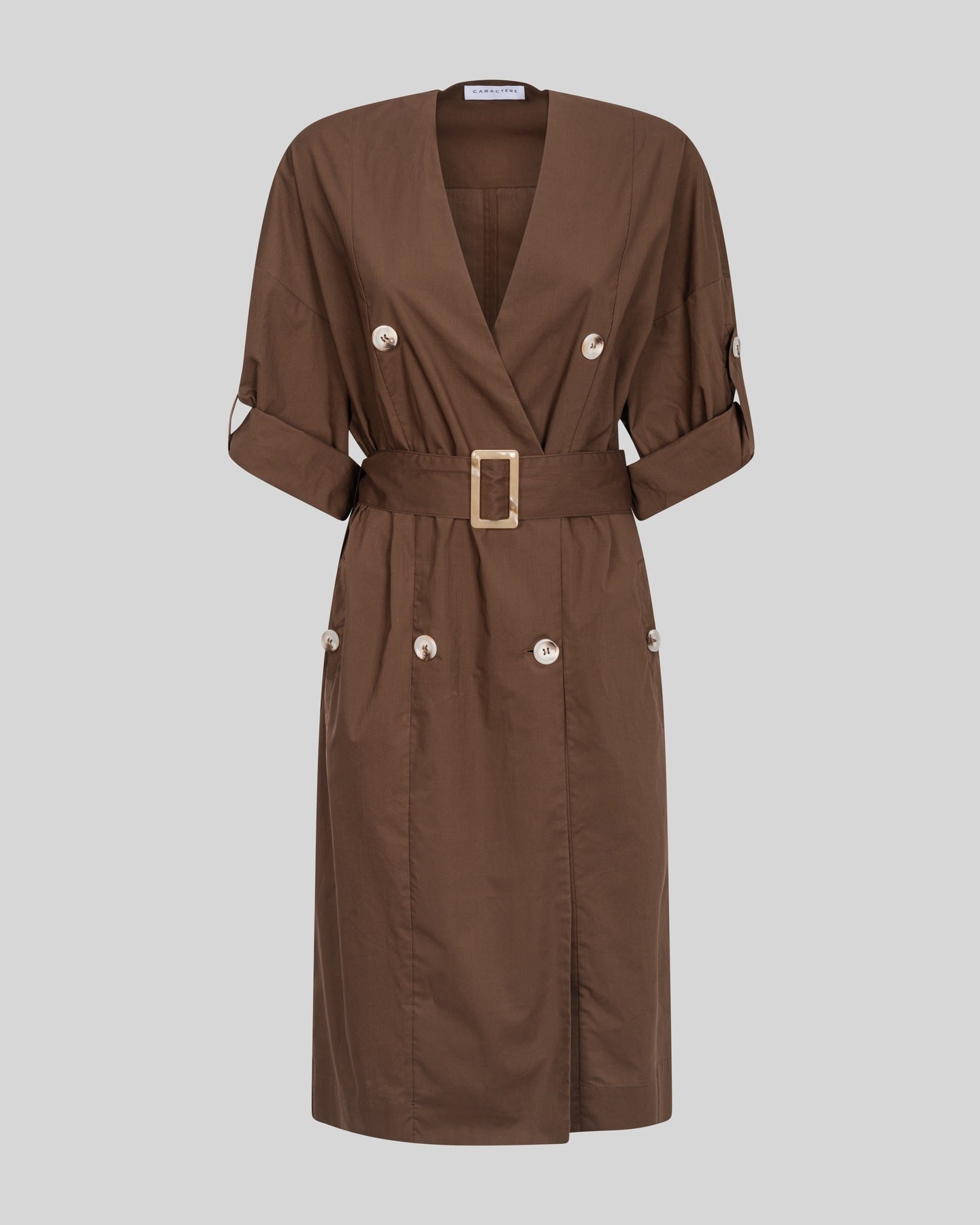 Abito Midi Doppiopetto in Cotone con Cintura - Caractère