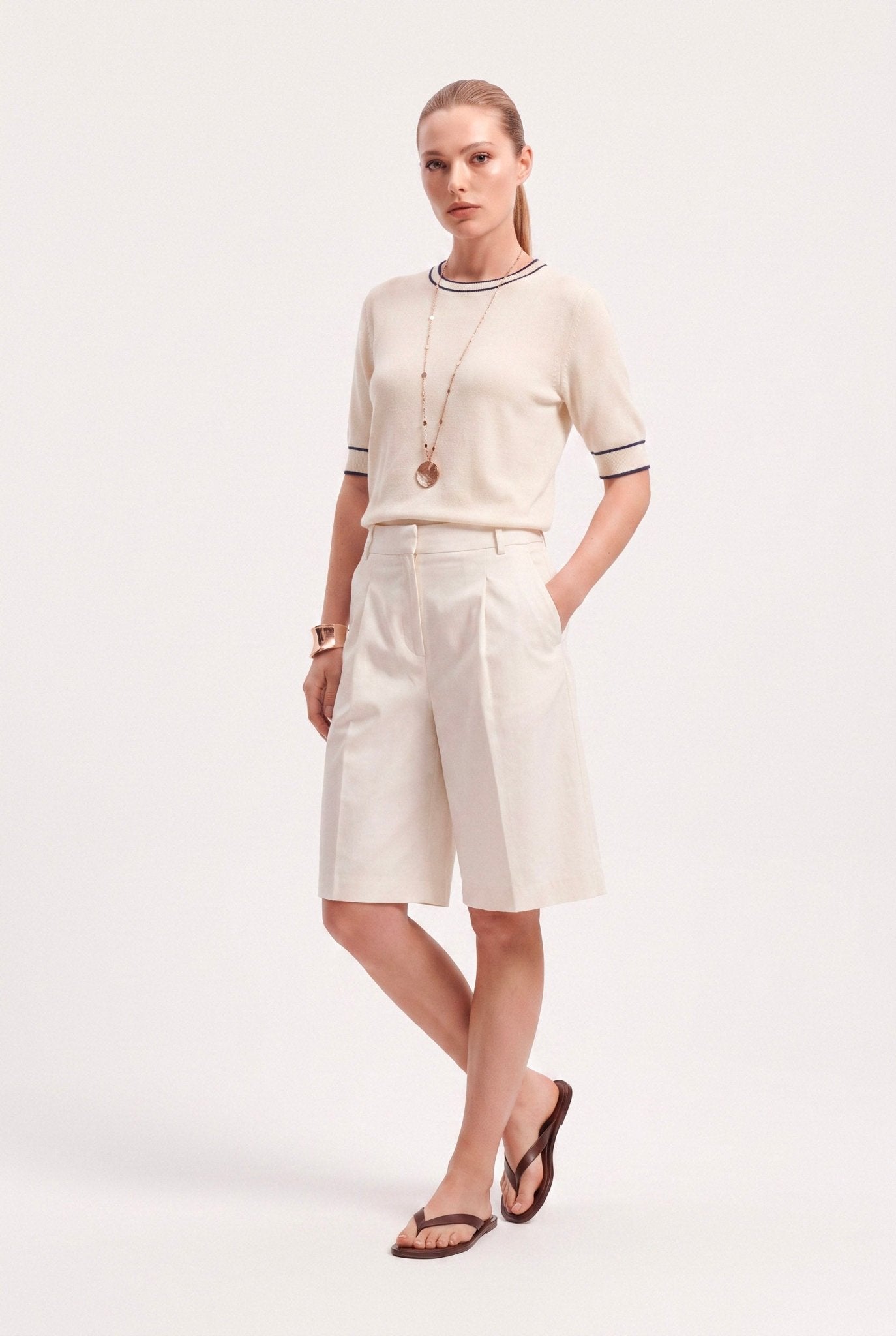 Bermuda Donna Eleganti in Lino Cotone – Completo Raffinato Estate - Caractère