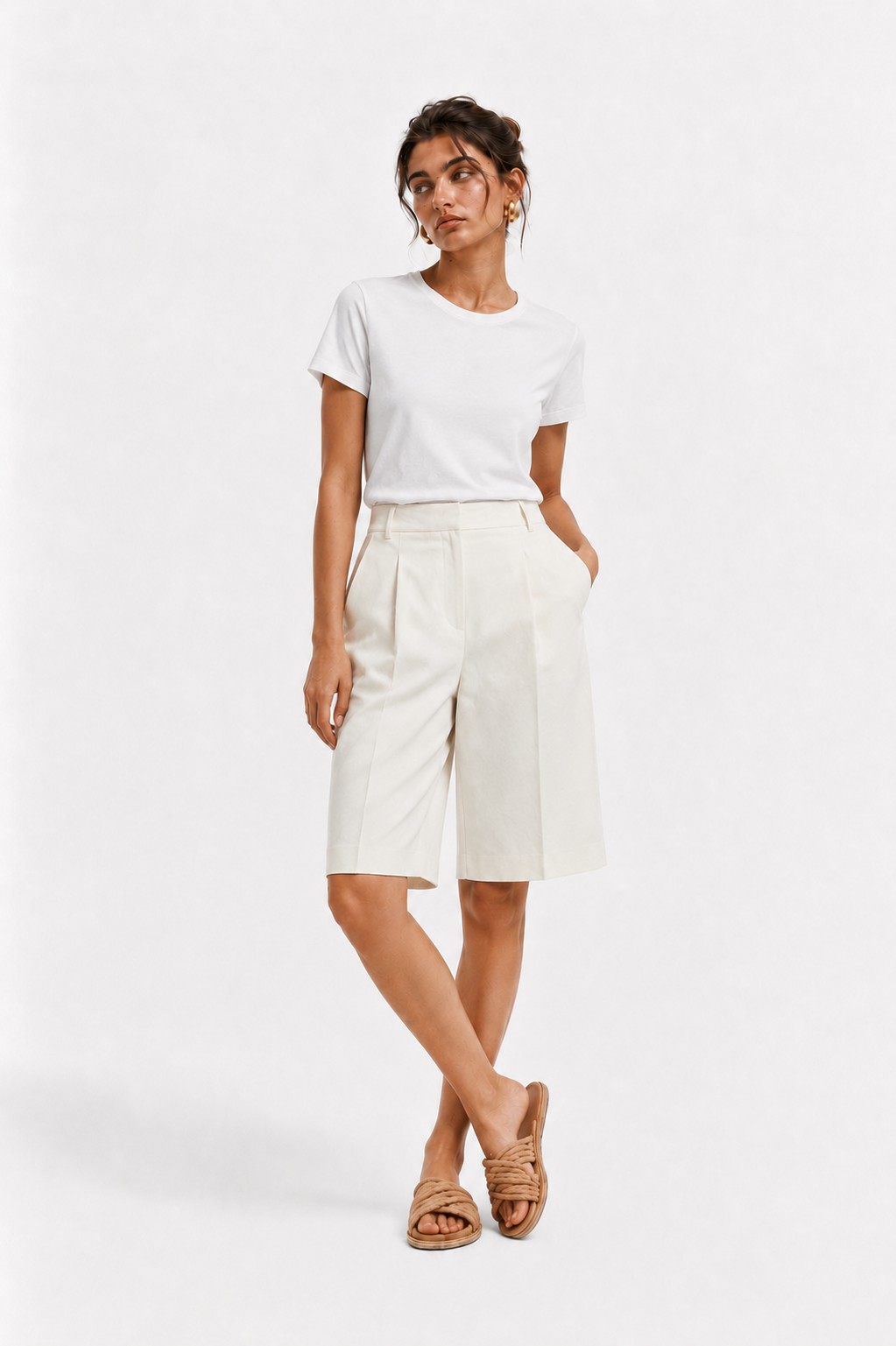 Bermuda eleganti in lino cotone