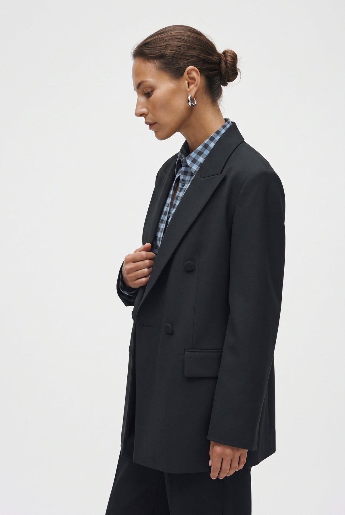 Blazer Donna Doppiopetto Elegante in Crepe – Spalla Strutturata - Caractère