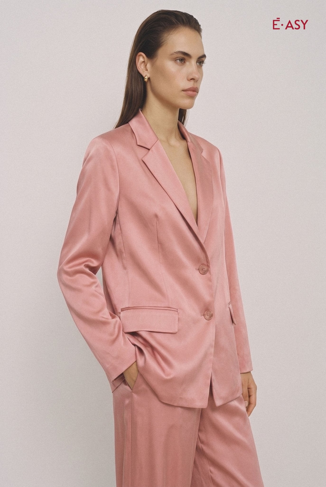 Blazer Monopetto Satinato con Revers - Caractère