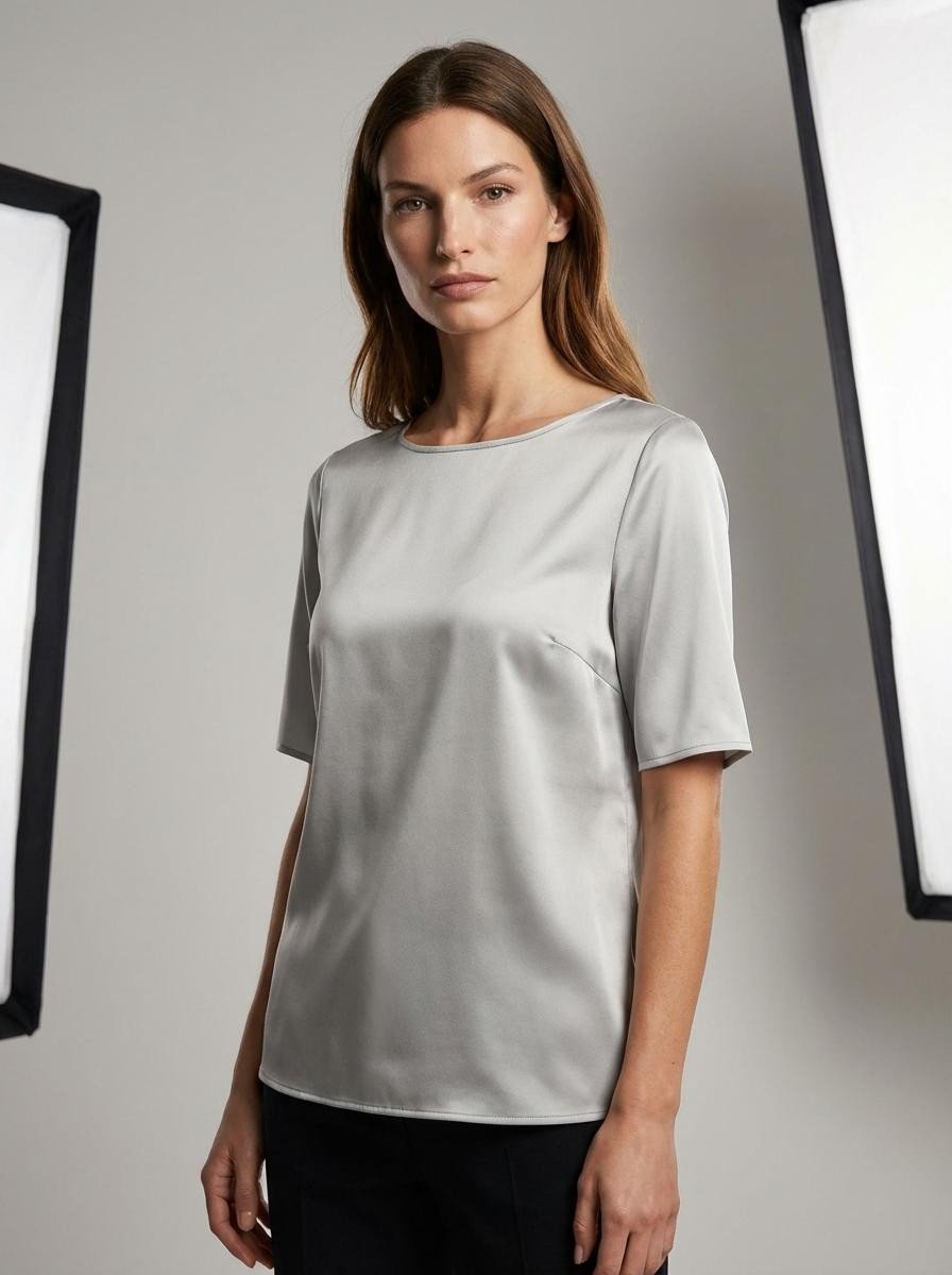 Blusa a maniche corte in seta super morbida - Caractère