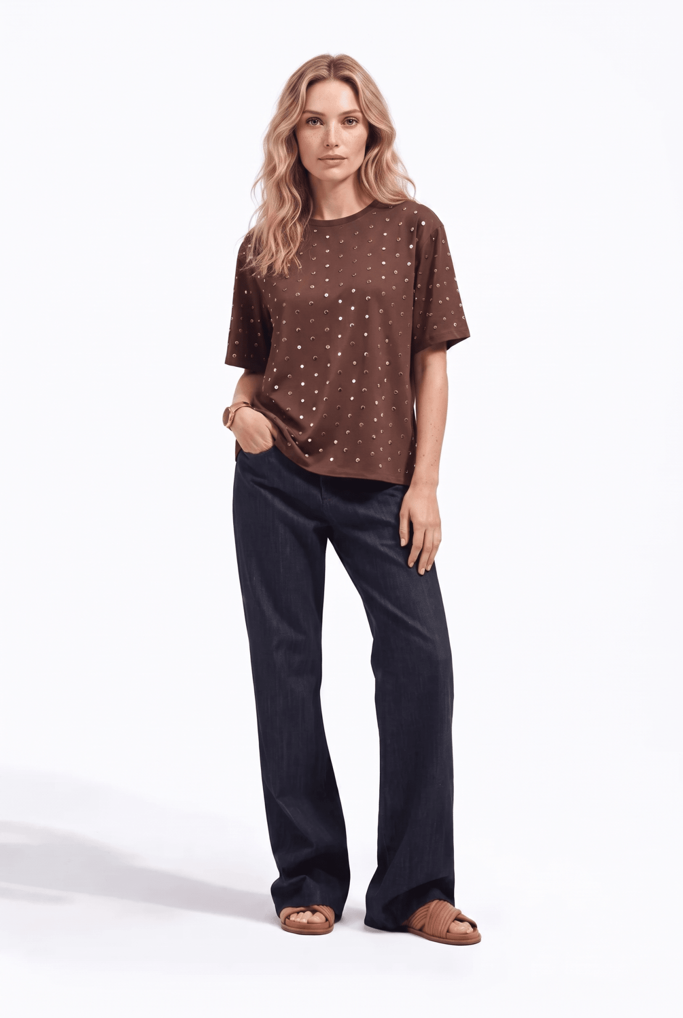 Blusa Donna Elegante con Borchie e Maniche Corte – Tocco Raffinato - Caractère