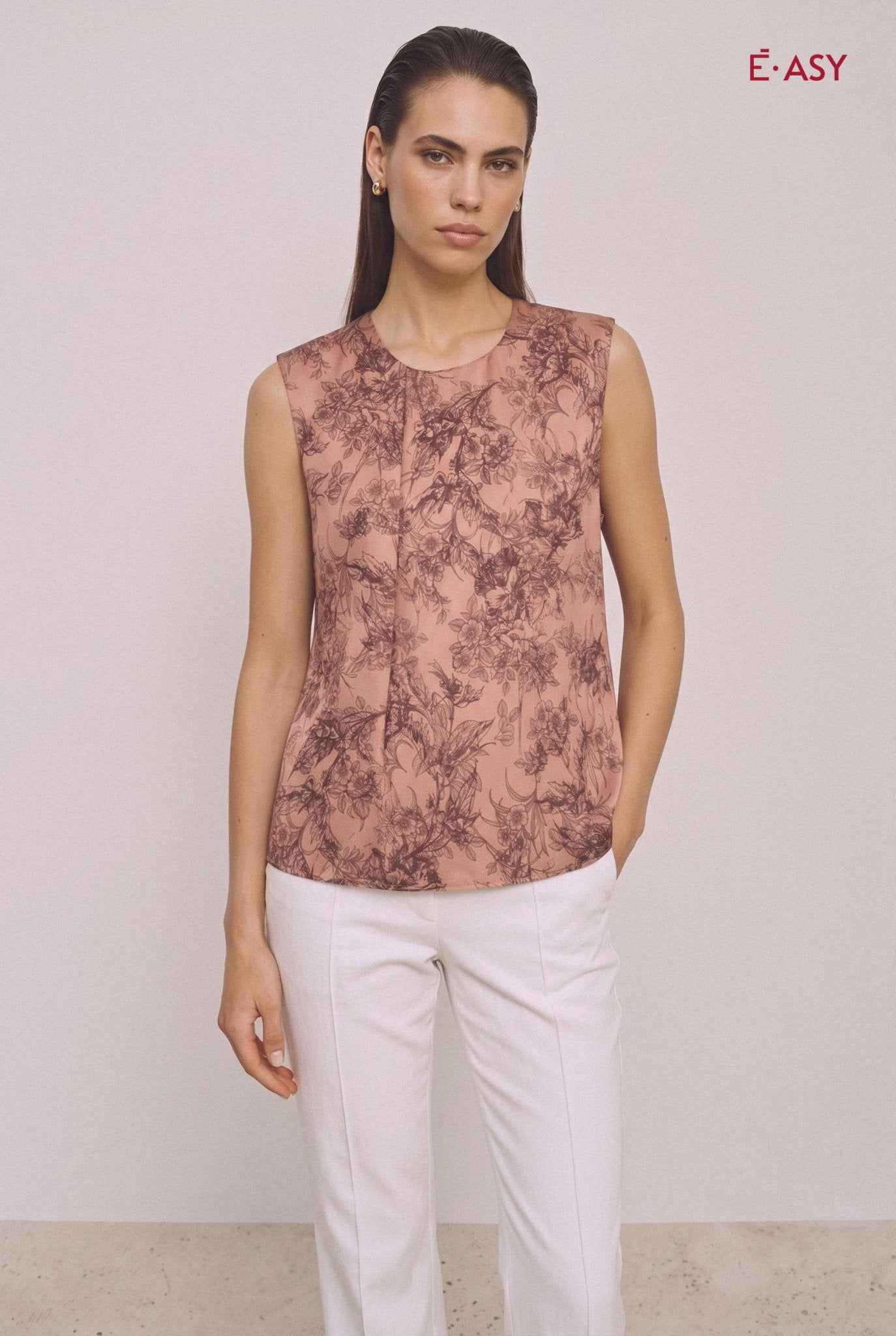 Blusa Donna Floreale con Maniche ad Aletta - Caractère