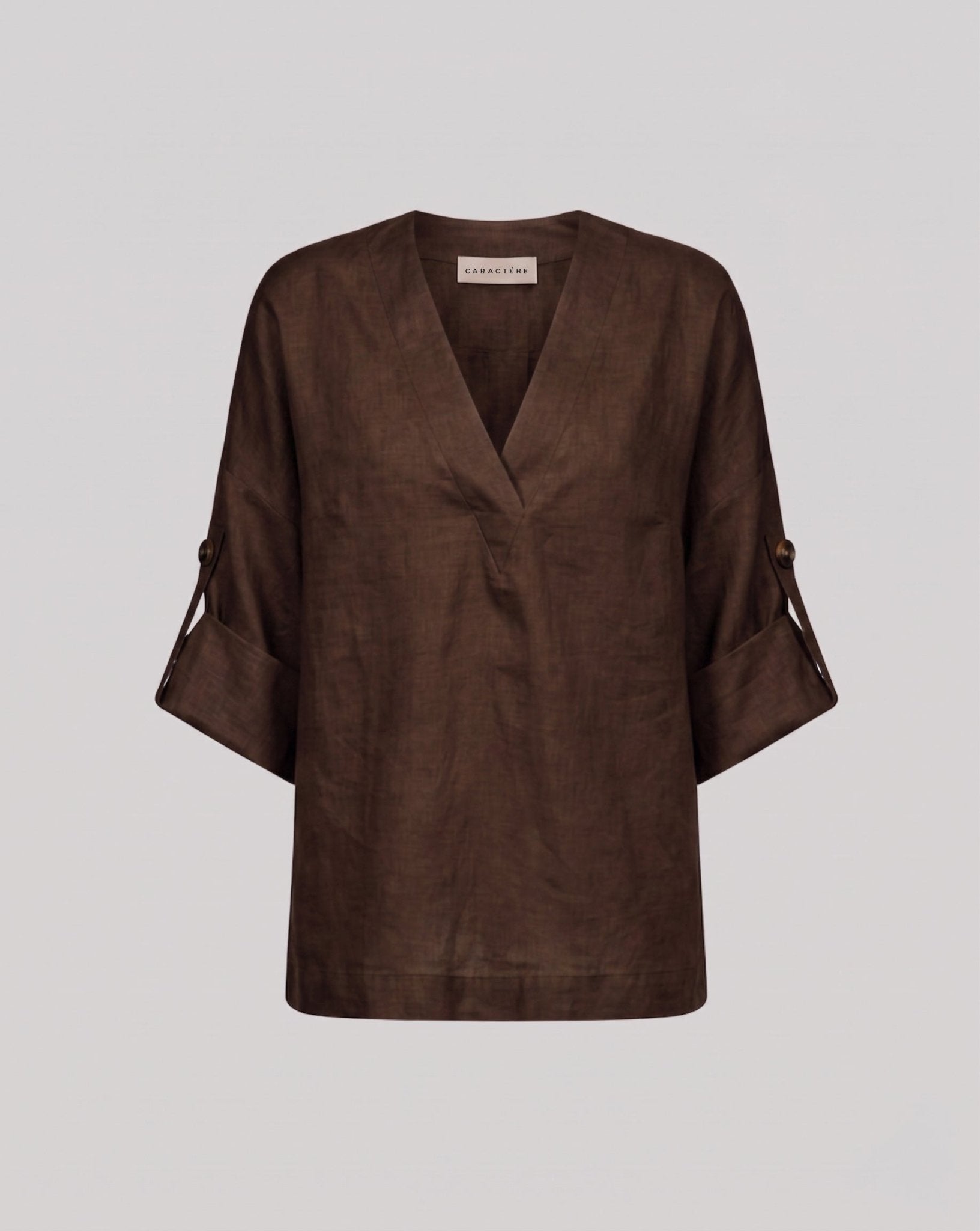 Blusa in cotone over con scollo a V - Caractère