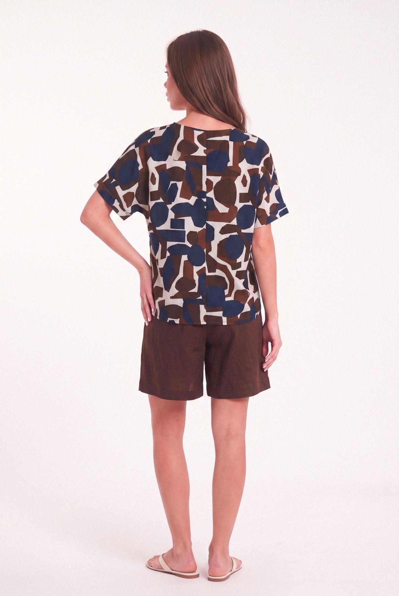 Blusa Kimono Scollo a V in Cotone - Caractère