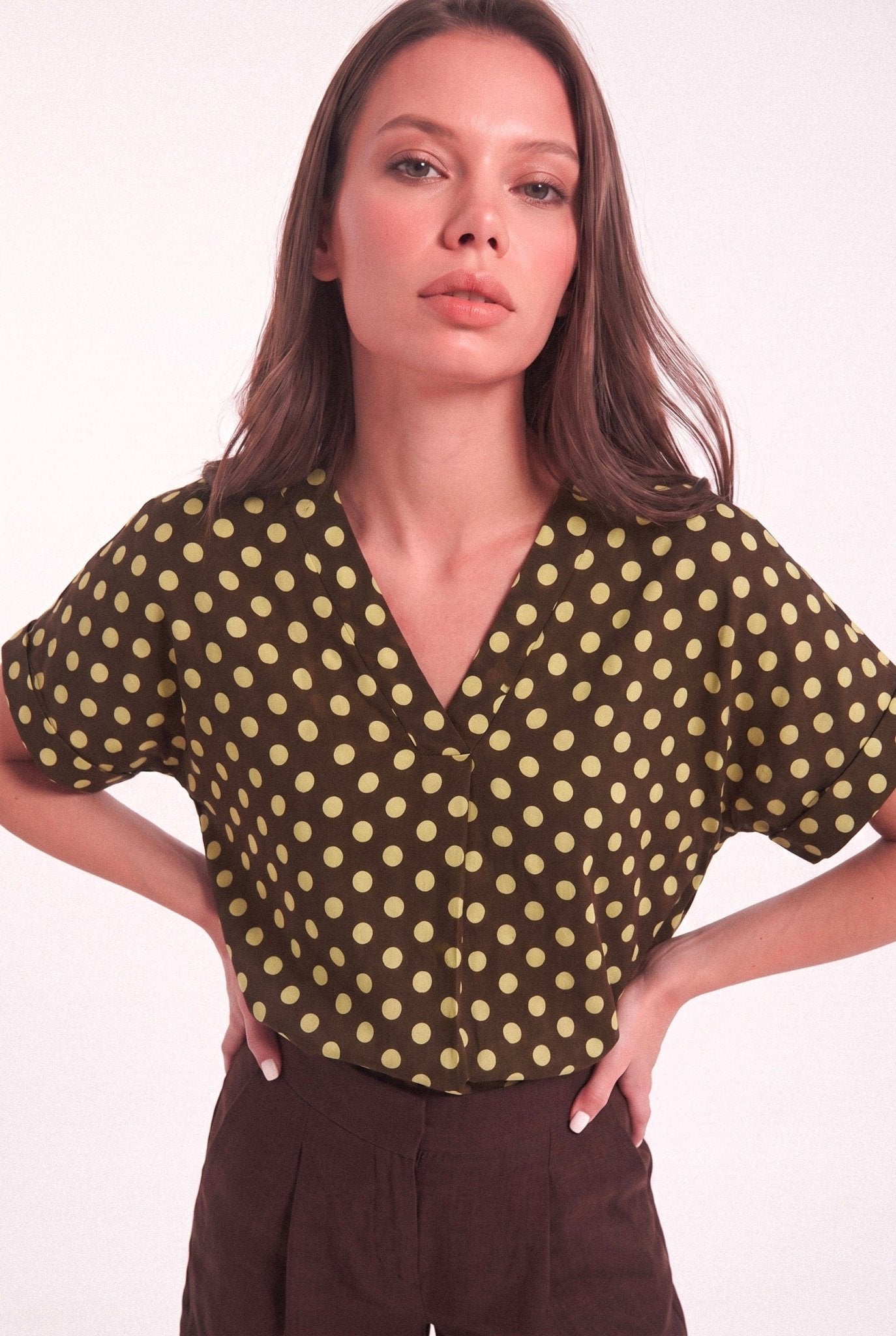 Blusa Kimono Scollo a V in Cotone - Caractère