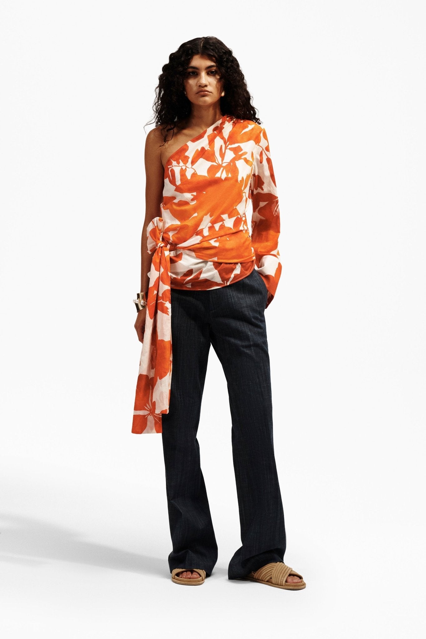 Blusa Monospalla in Cotone con Stampa Floreale - Caractère